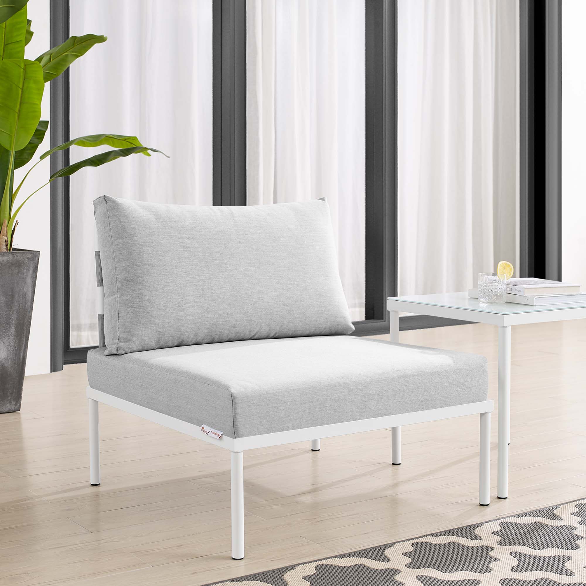 Harmony Sunbrella Outdoor Patio Aluminum Armless Chair by Modway - Image 6