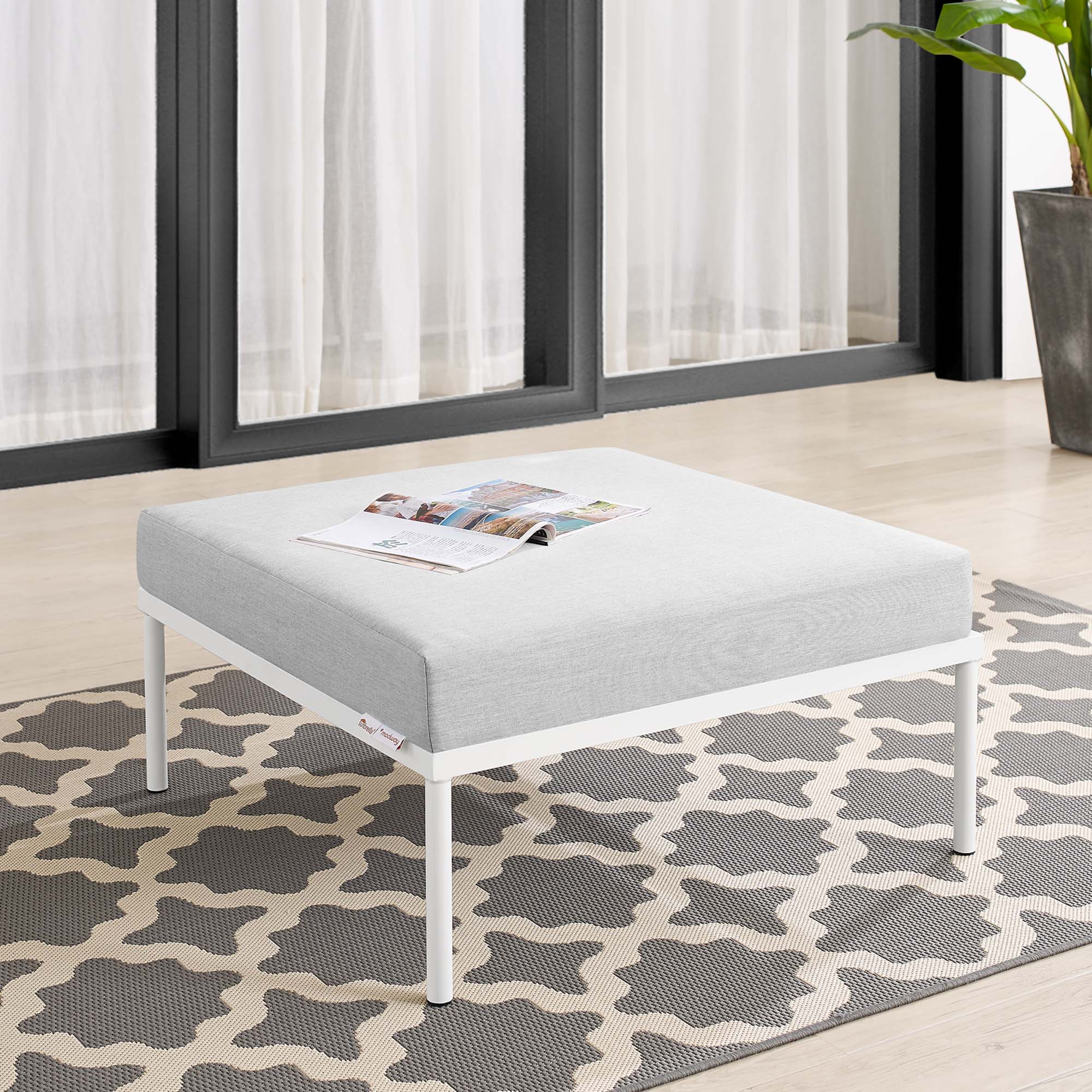 Harmony Sunbrella� Outdoor Patio Aluminum Ottoman by Modway - Image 5