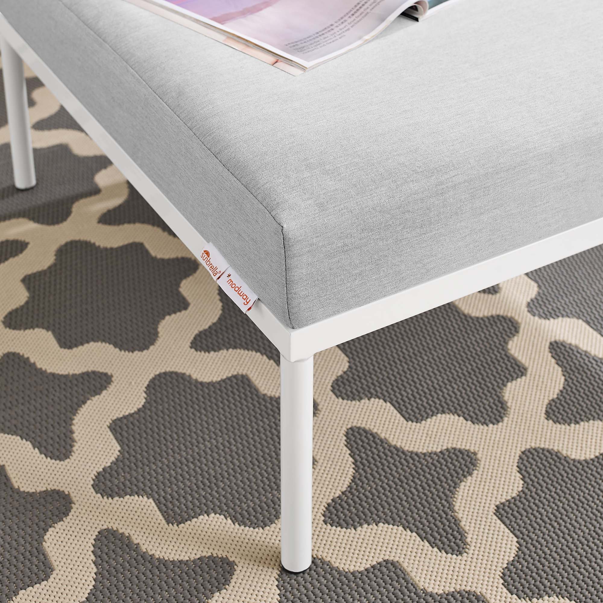 Harmony Sunbrella� Outdoor Patio Aluminum Ottoman by Modway - Image 7
