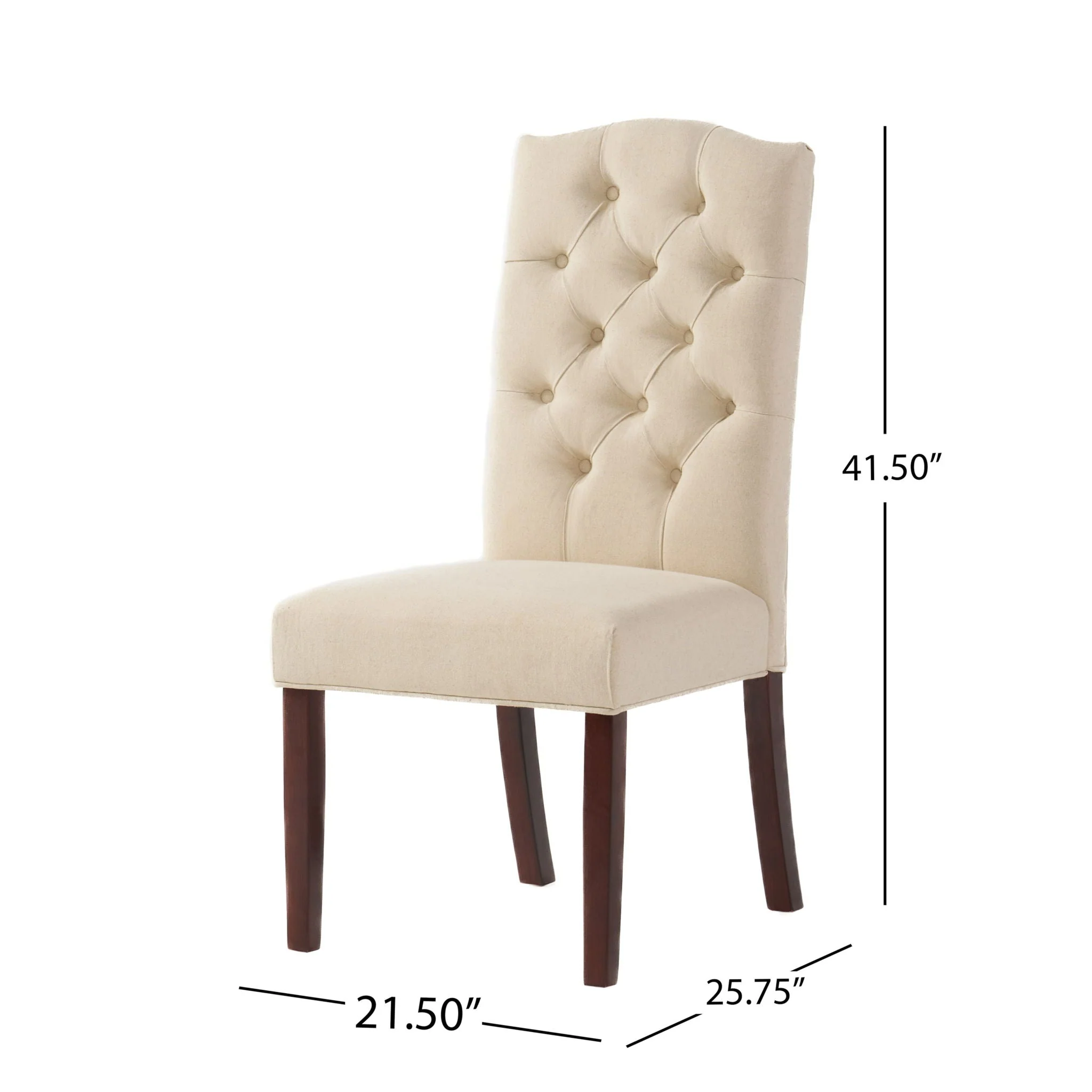 Harriet - Tufted Dining Chair Set Modern Farmhouse Style - Ivory Linen - Image 3