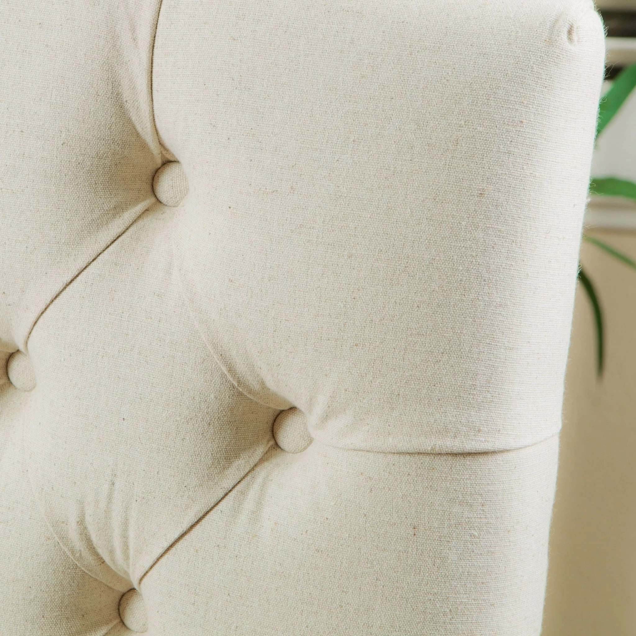 Harriet - Tufted Dining Chair Set Modern Farmhouse Style - Ivory Linen - Image 4