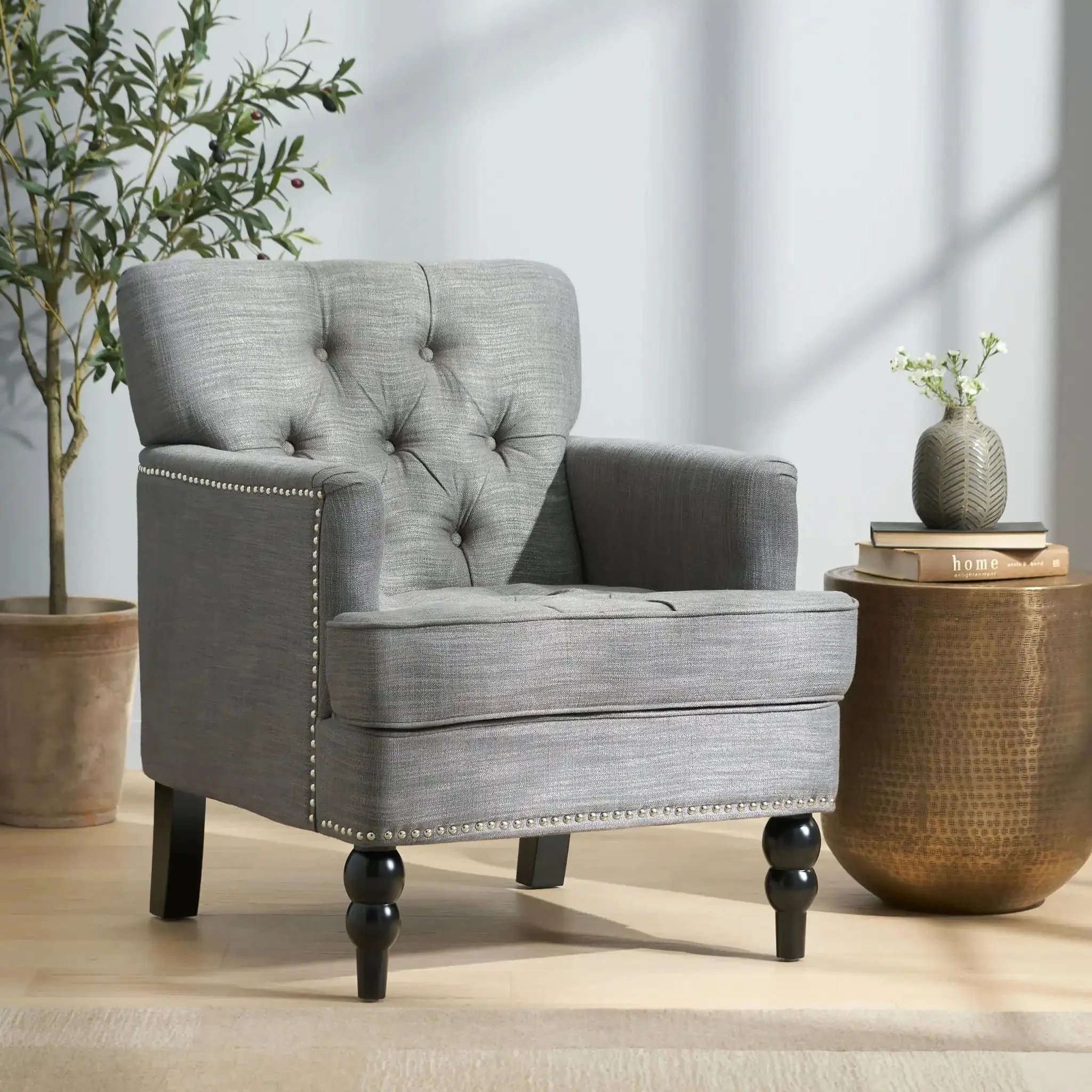 Harrison - Tufted Club Chair With Button Tufted Back And Birch Wood Legs - Image 3