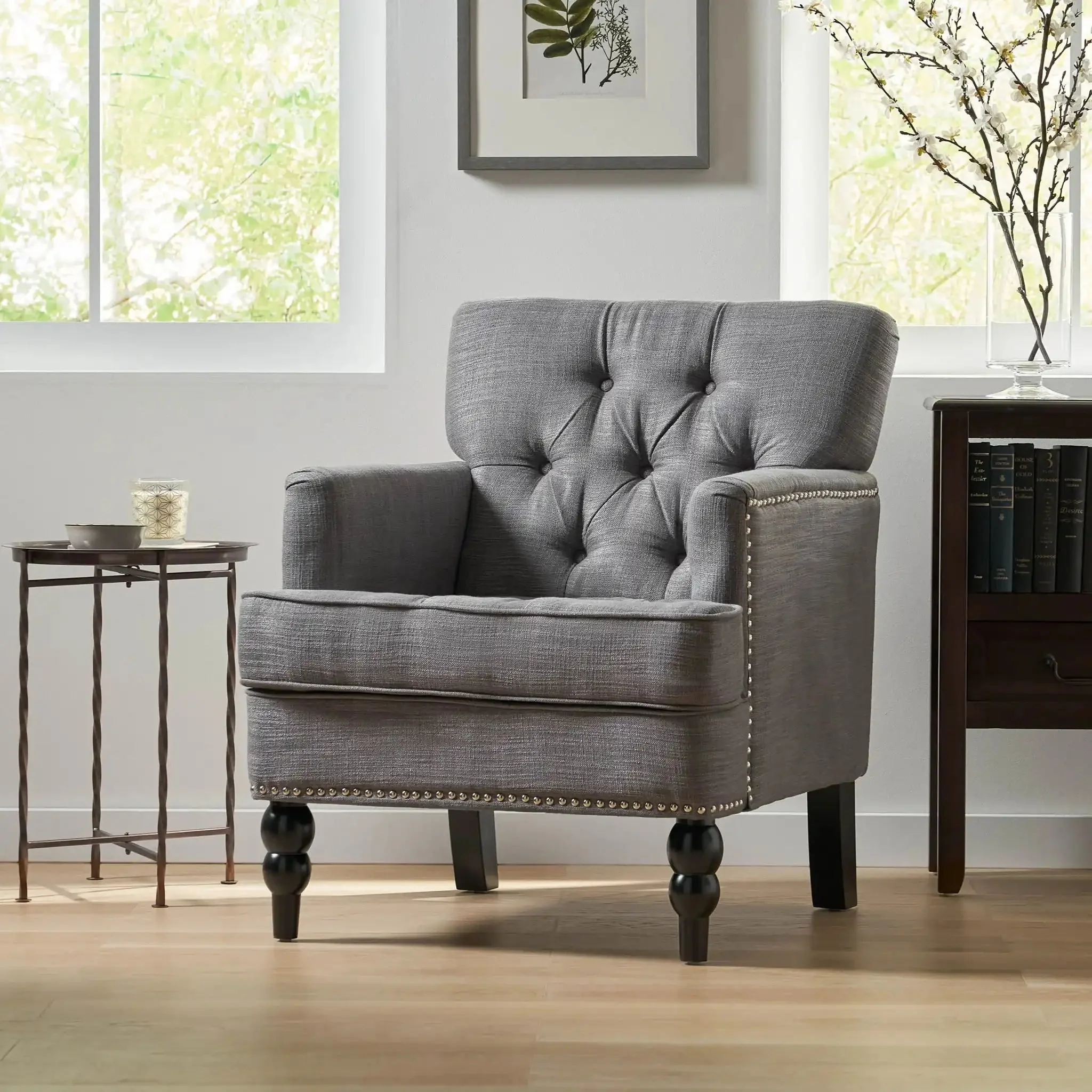 Harrison - Tufted Club Chair With Button Tufted Back And Birch Wood Legs - Image 4