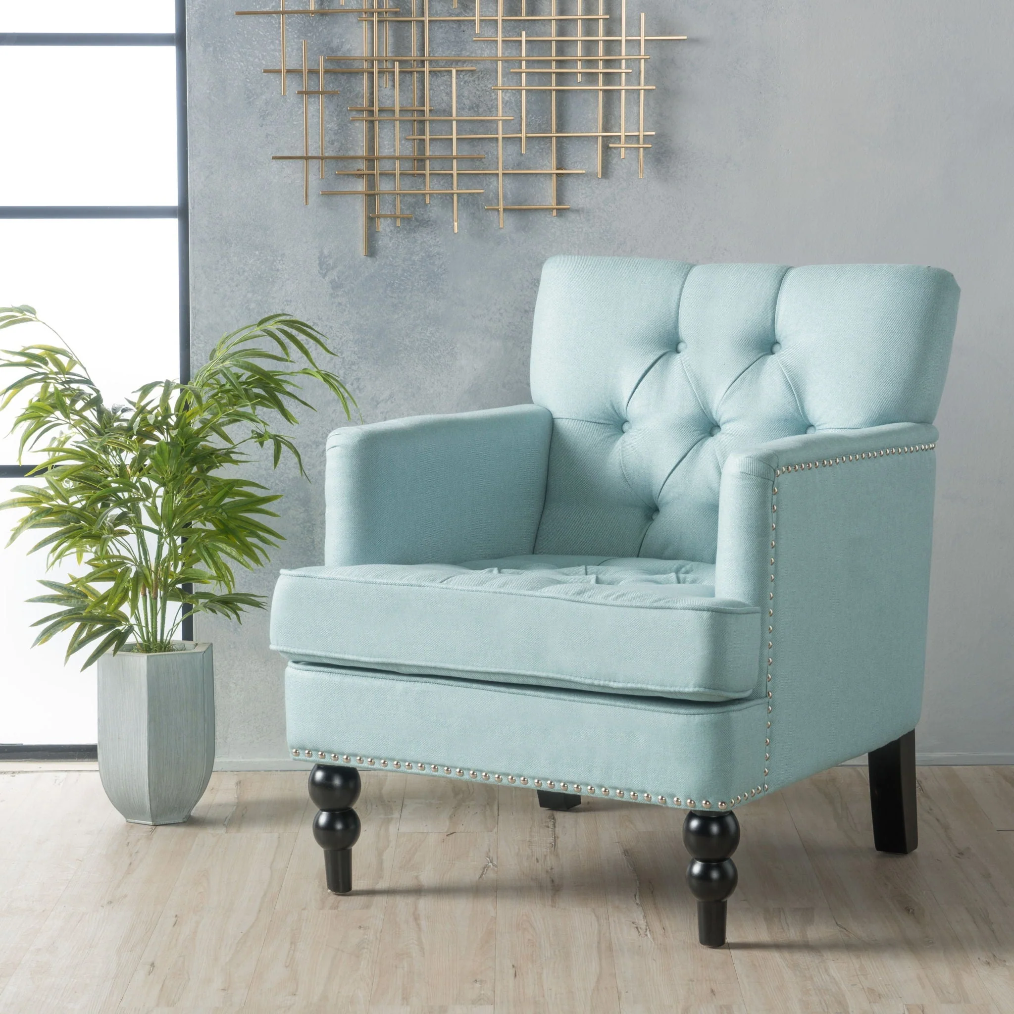 Harrison - Tufted Club Chair With Button Tufted Back And Birch Wood Legs - Image 7