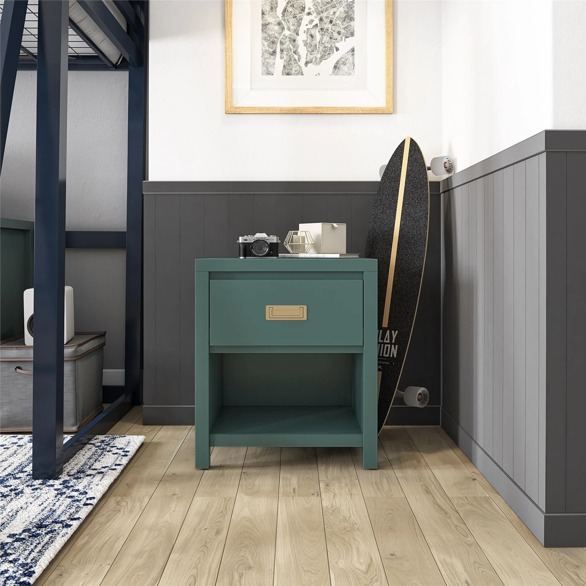 Haven - 1 Drawer Nightstand - Green - Image 3