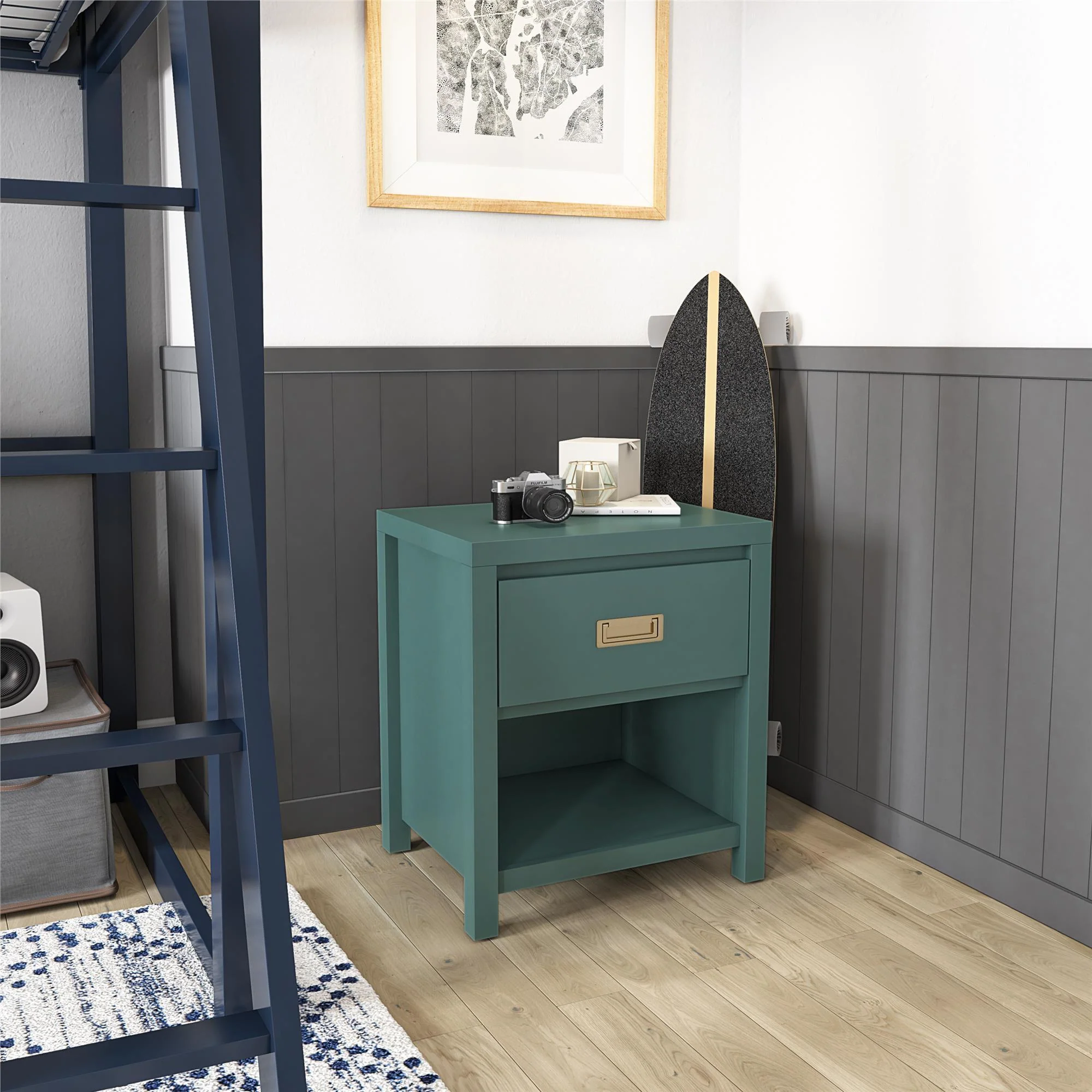 Haven - 1 Drawer Nightstand - Green - Image 4