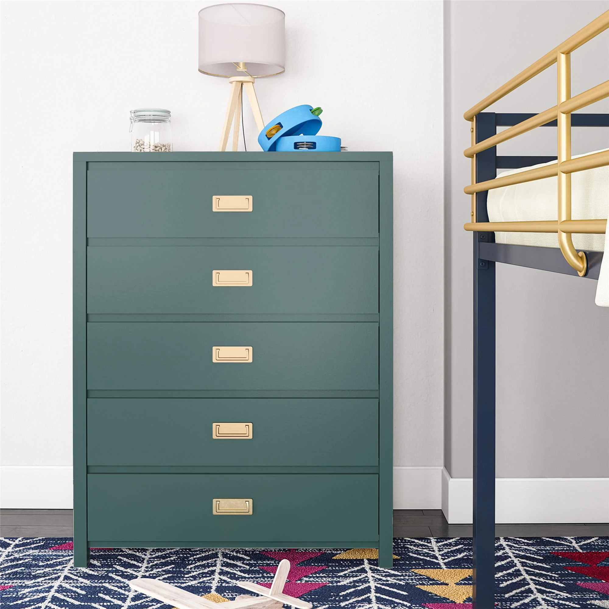 Haven - 5 Drawer Dresser - Dark Green - Image 4