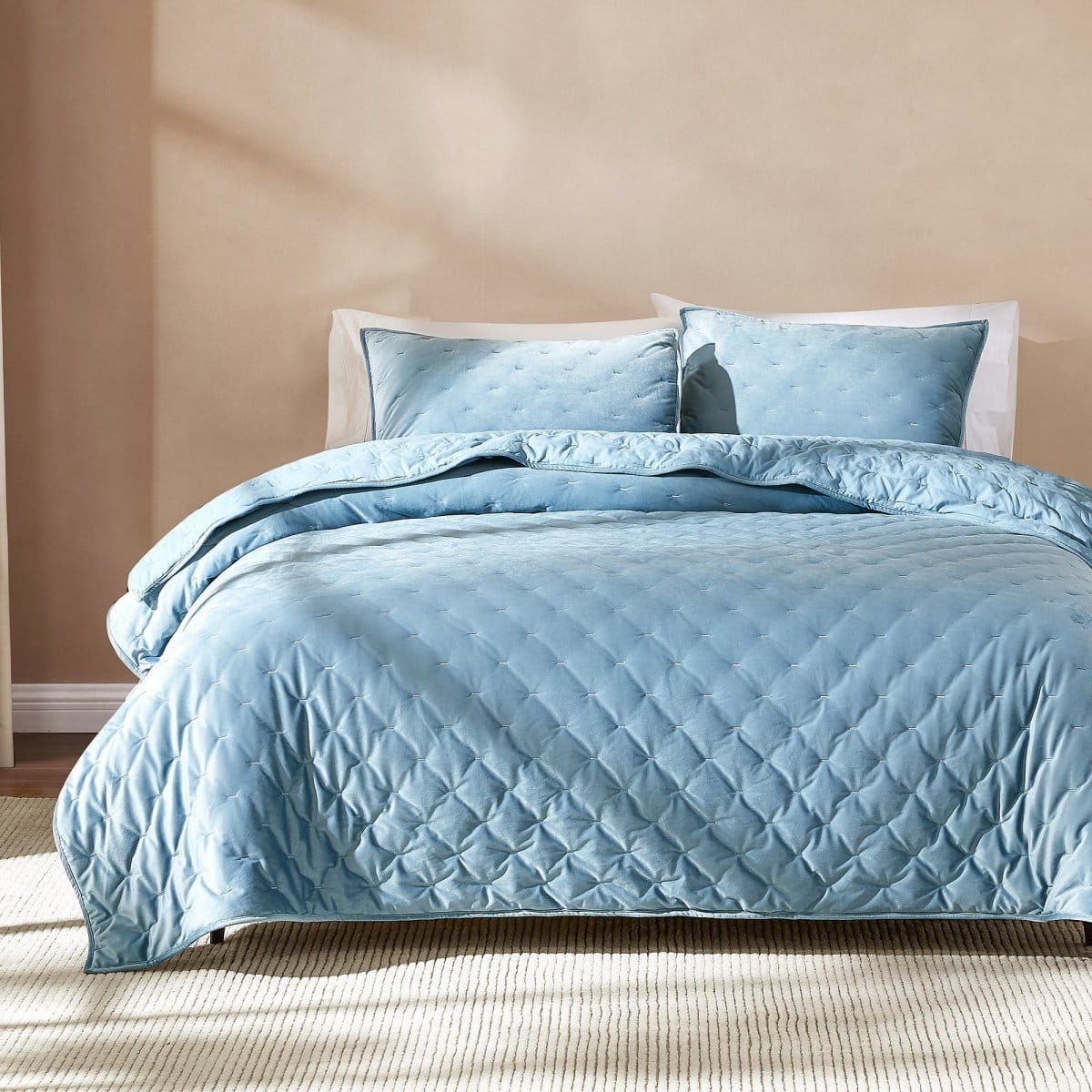 Haven Velvet Embroidered Stitch Cozy Super Soft Quilt 3 Piece Set - Image 10