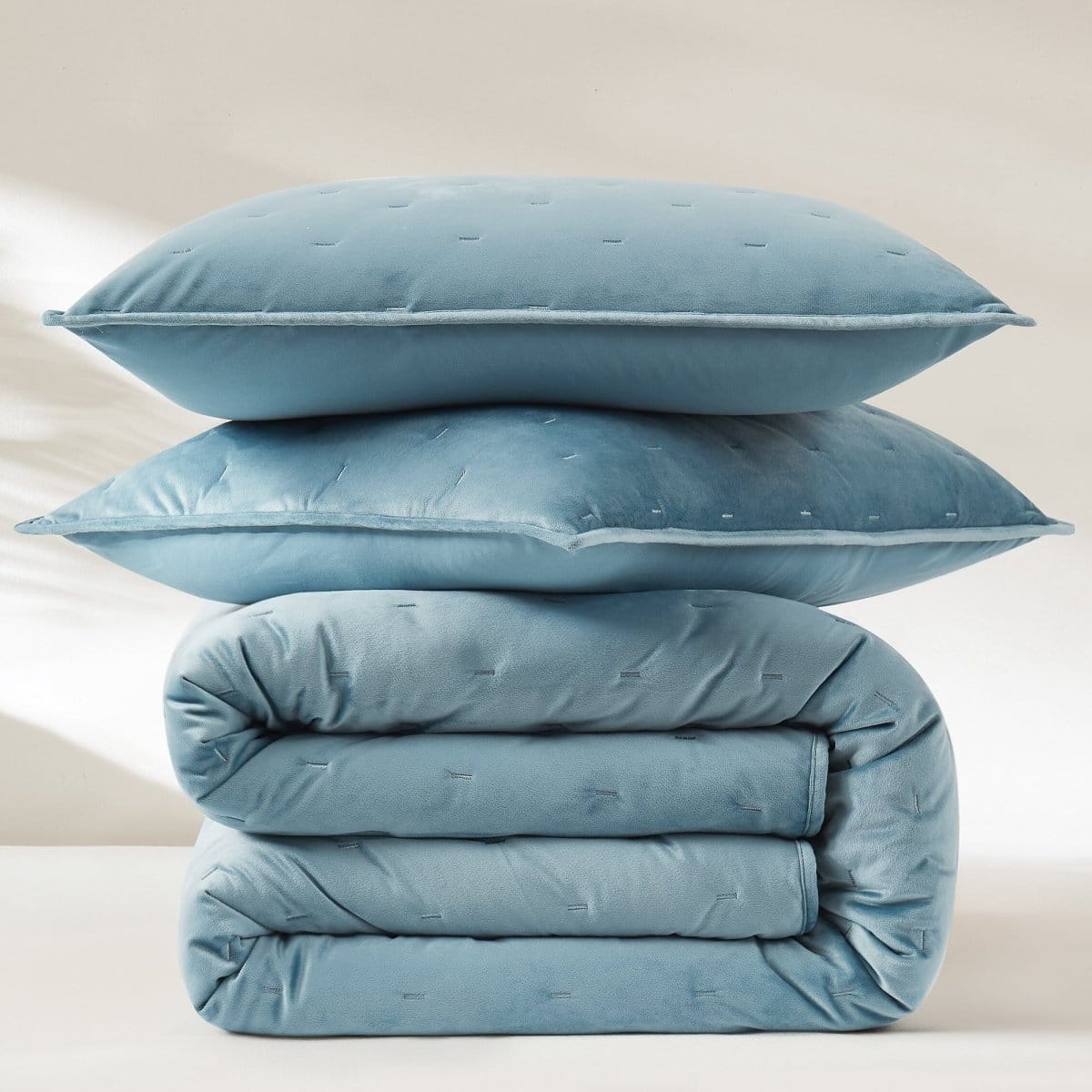 Haven Velvet Embroidered Stitch Cozy Super Soft Quilt 3 Piece Set - Image 14
