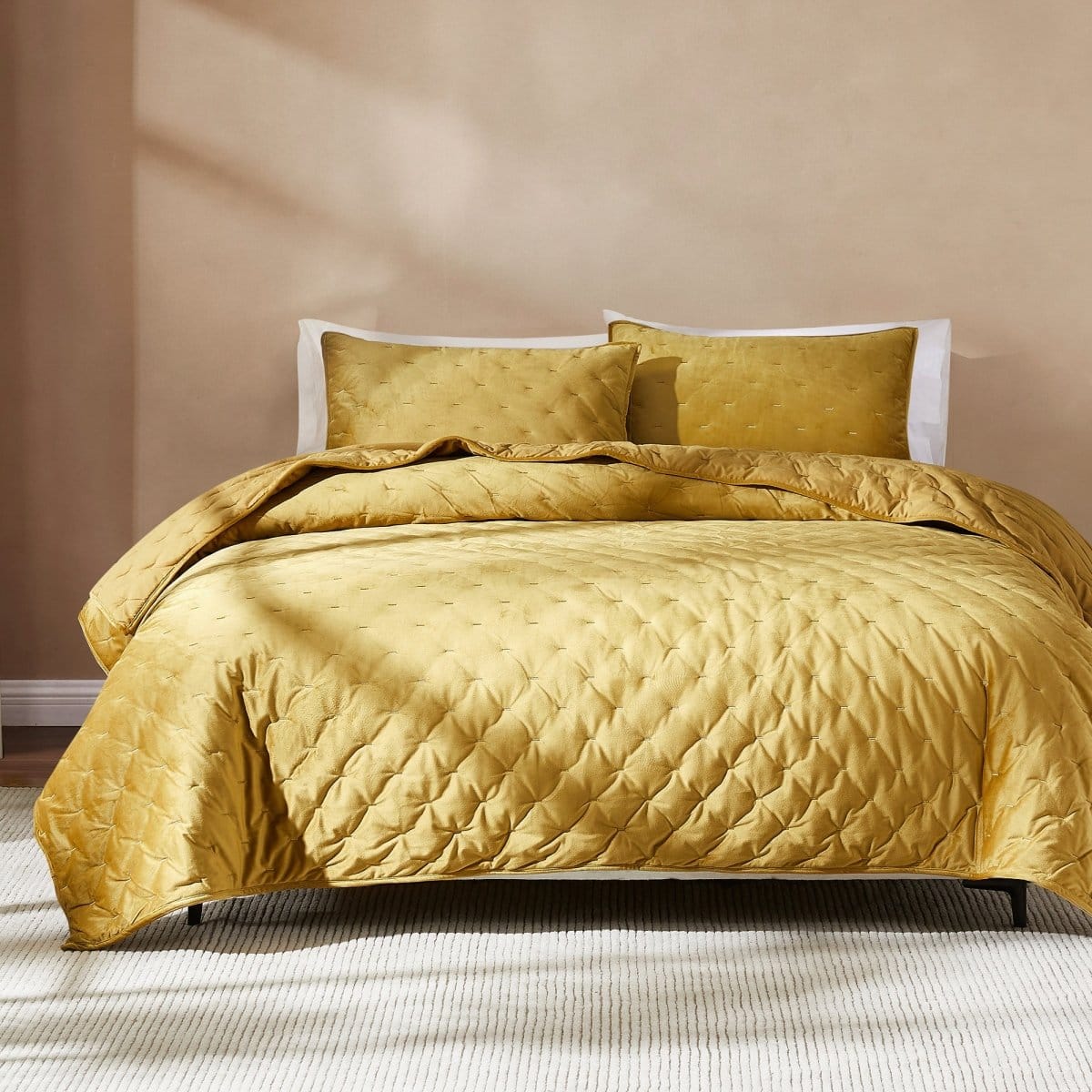 Haven Velvet Embroidered Stitch Cozy Super Soft Quilt 3 Piece Set - Image 19