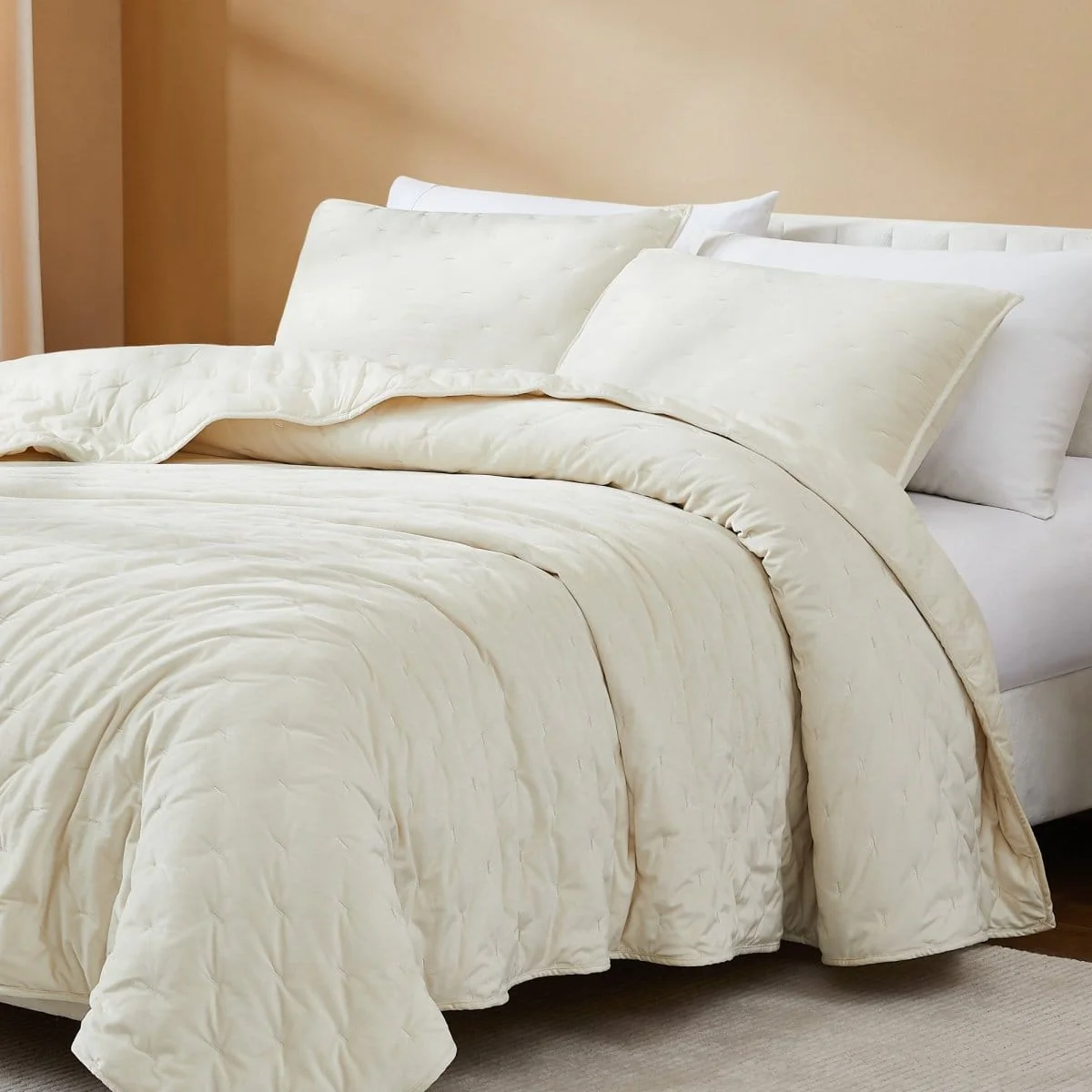 Haven Velvet Embroidered Stitch Cozy Super Soft Quilt 3 Piece Set - Image 2