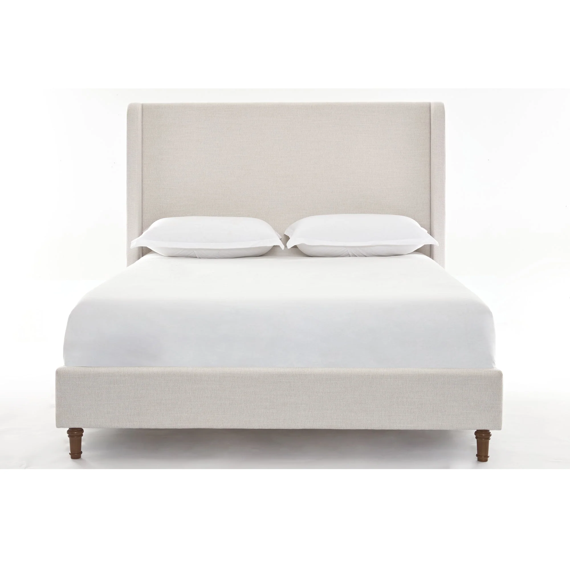 Hayden King Size Upholstered Wingback Bed with Textured Ivory Canvas and Tall 54' Headboard - Image 10