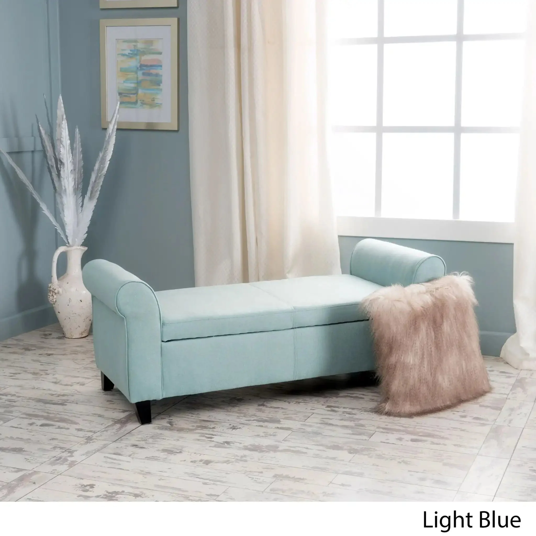 Hayes - Armed Storage Bench With Rolled Arms And Button Tufting - Image 5