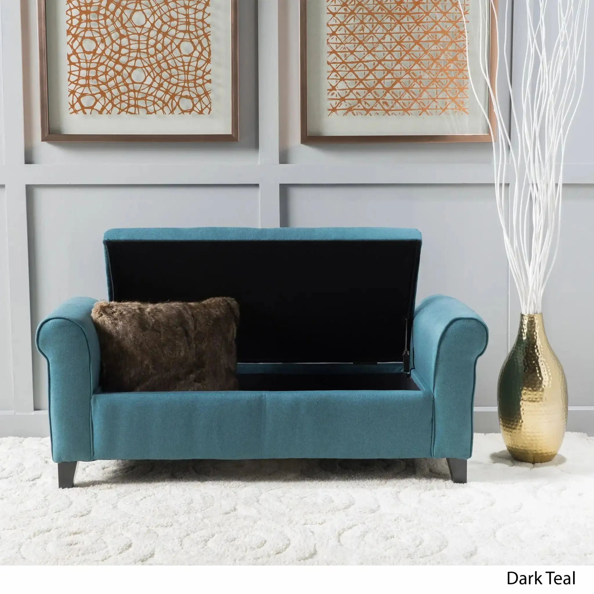 Hayes - Armed Storage Bench With Rolled Arms And Button Tufting - Image 7