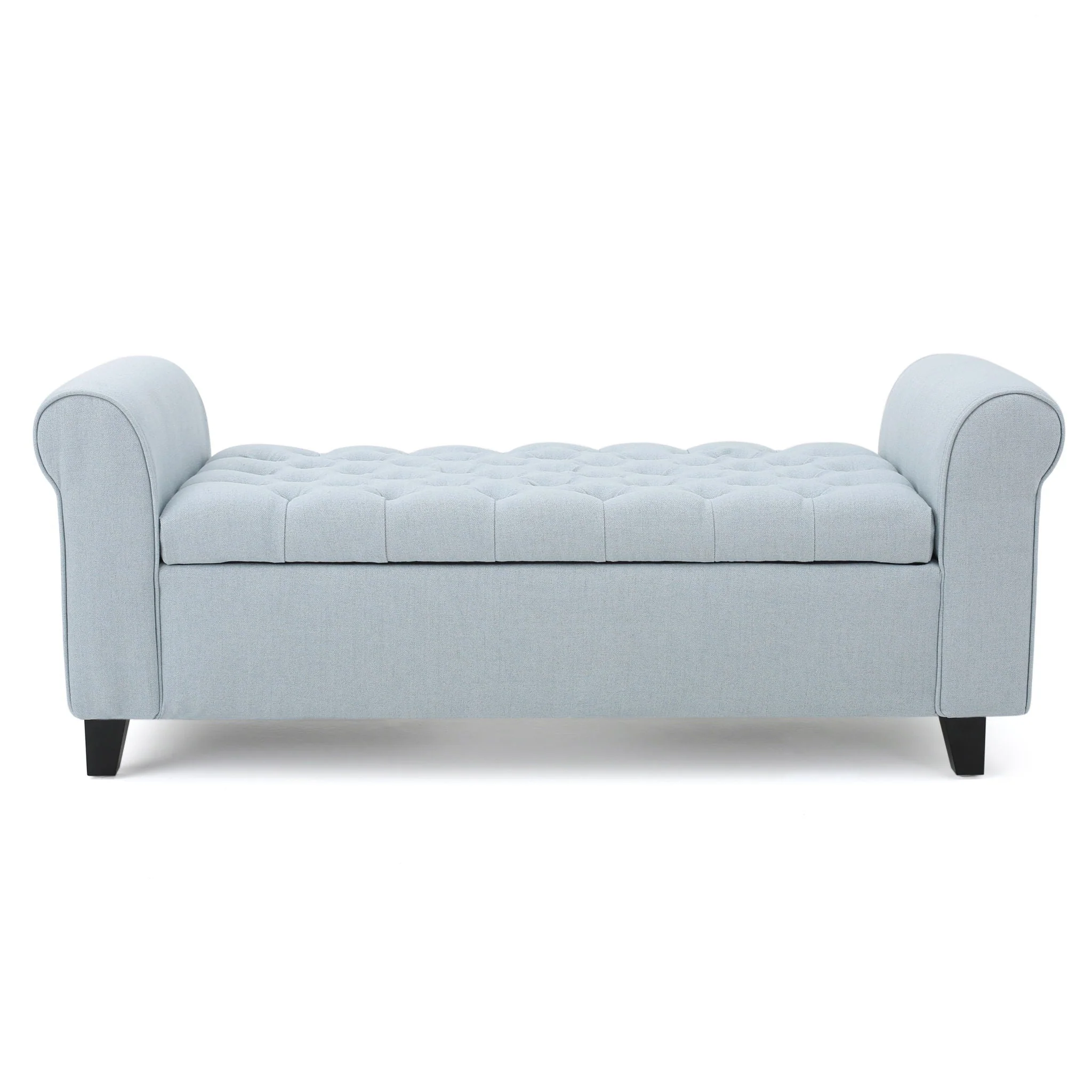 Hayes - Contemporary Armed Storage Bench With Rolled Arms And Button Tufting - Image 2