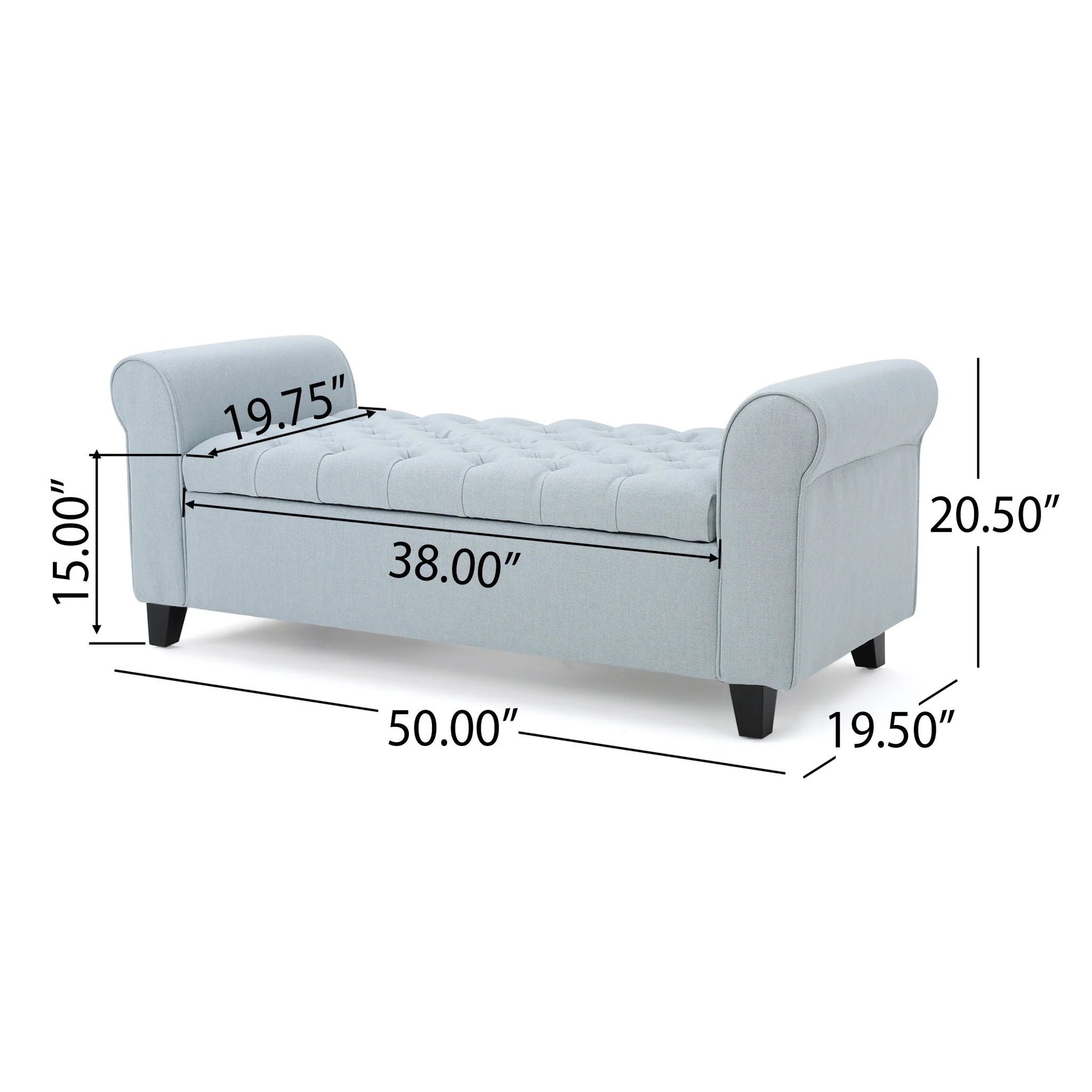 Hayes - Contemporary Armed Storage Bench With Rolled Arms And Button Tufting - Image 3