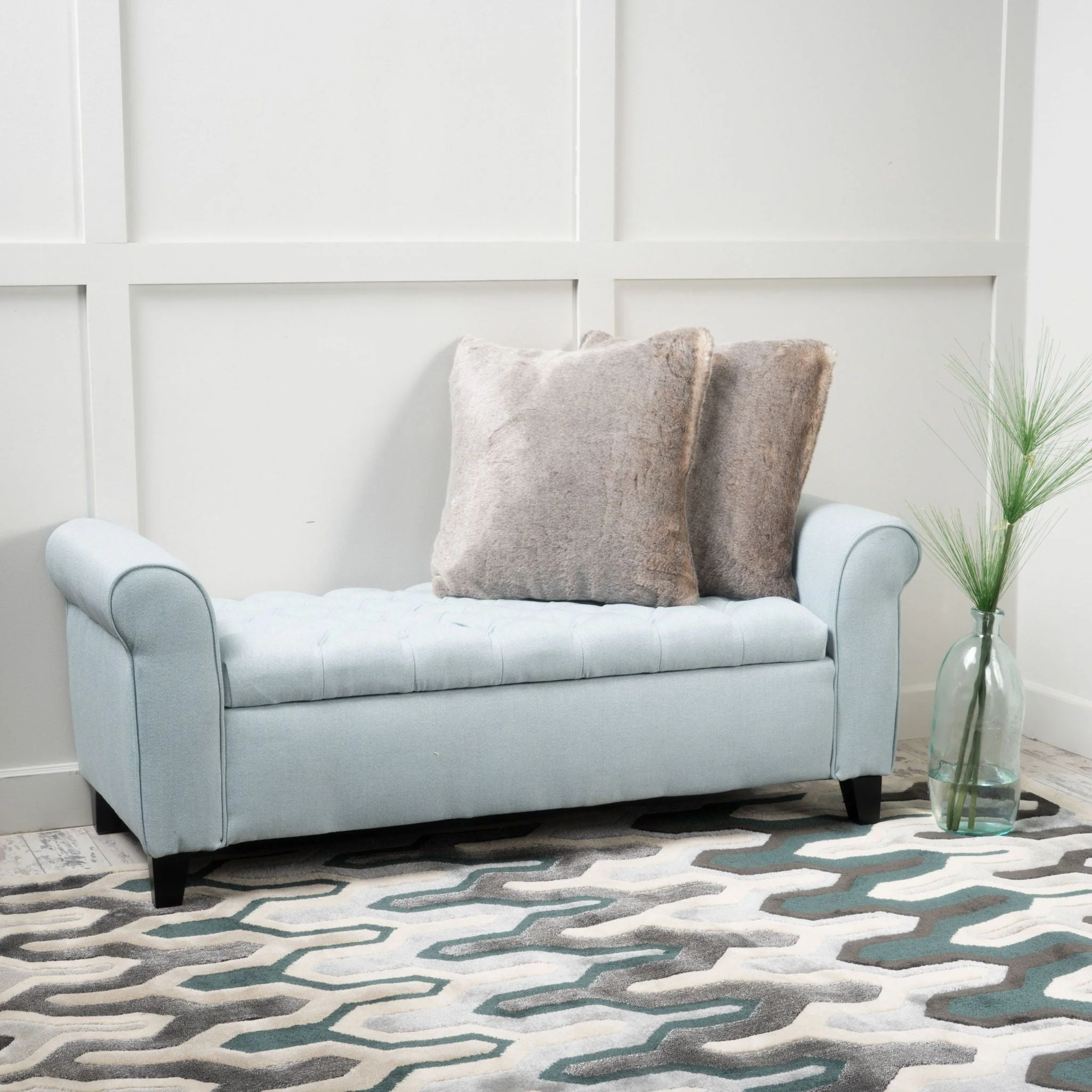 Hayes - Contemporary Armed Storage Bench With Rolled Arms And Button Tufting - Image 5