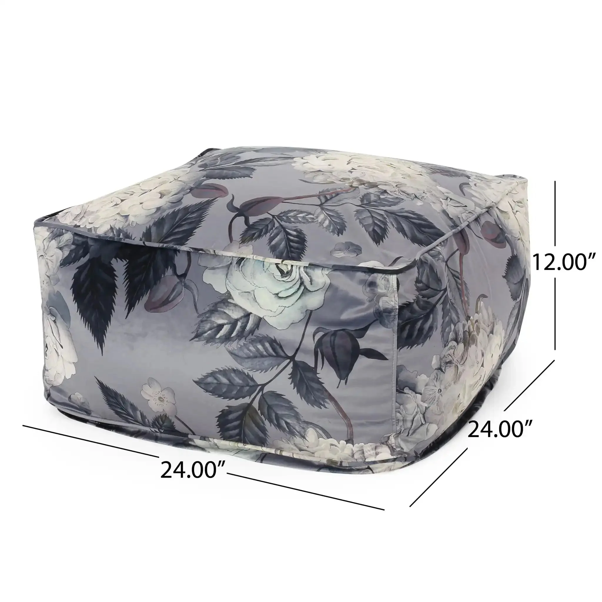 Hazel - Large Square Pouf With Flower Print - Image 11
