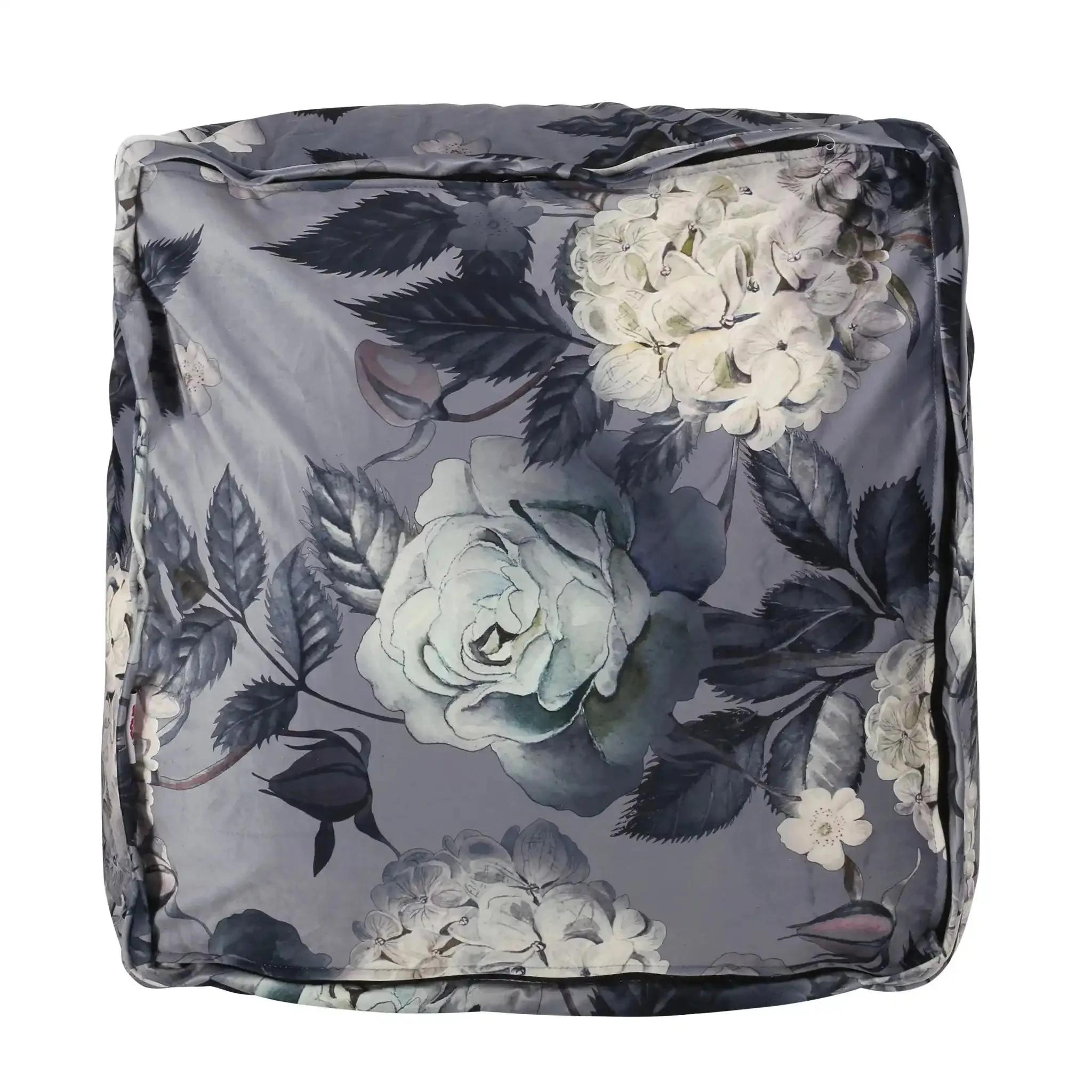 Hazel - Large Square Pouf With Flower Print - Image 2