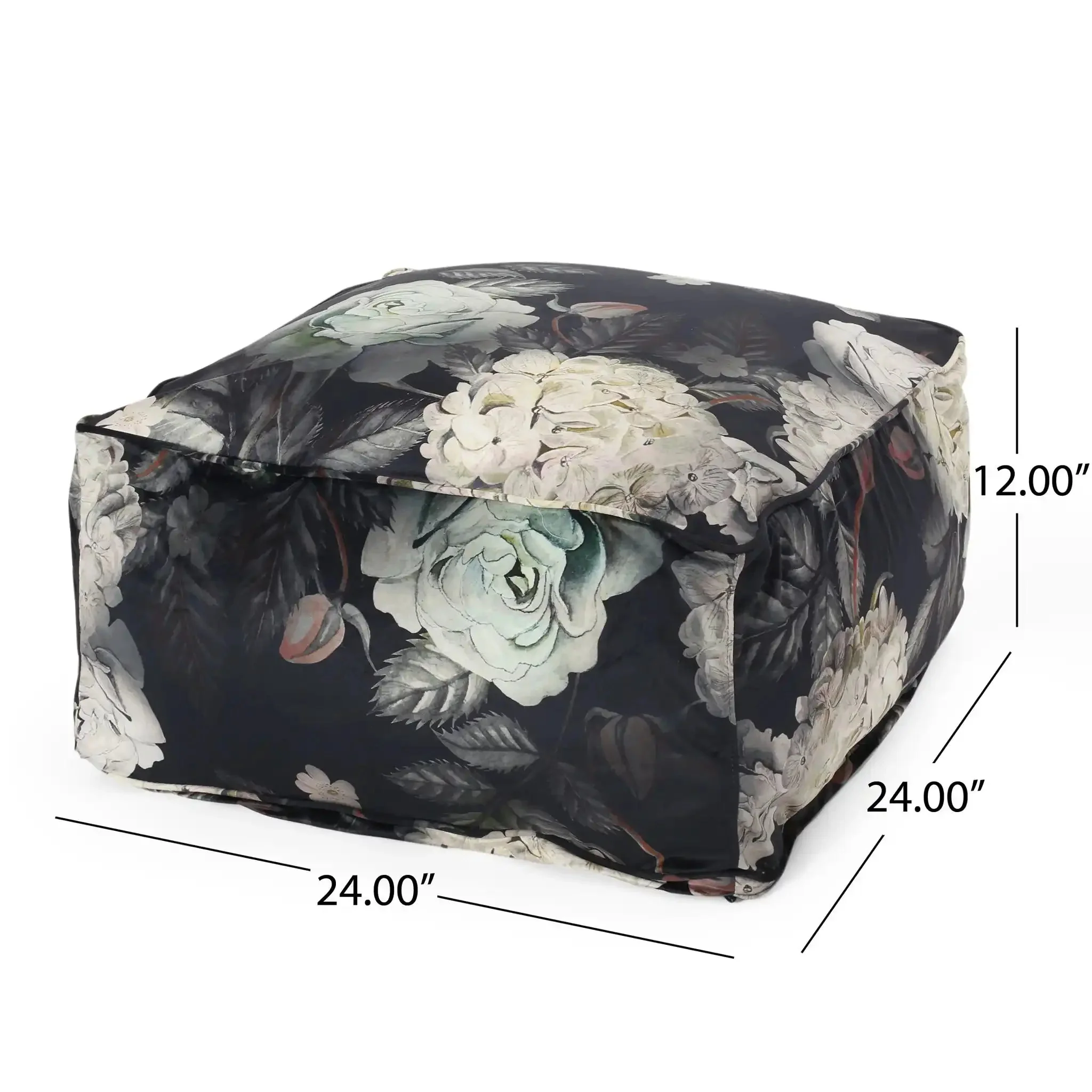 Hazel - Large Square Pouf With Flower Print - Image 9