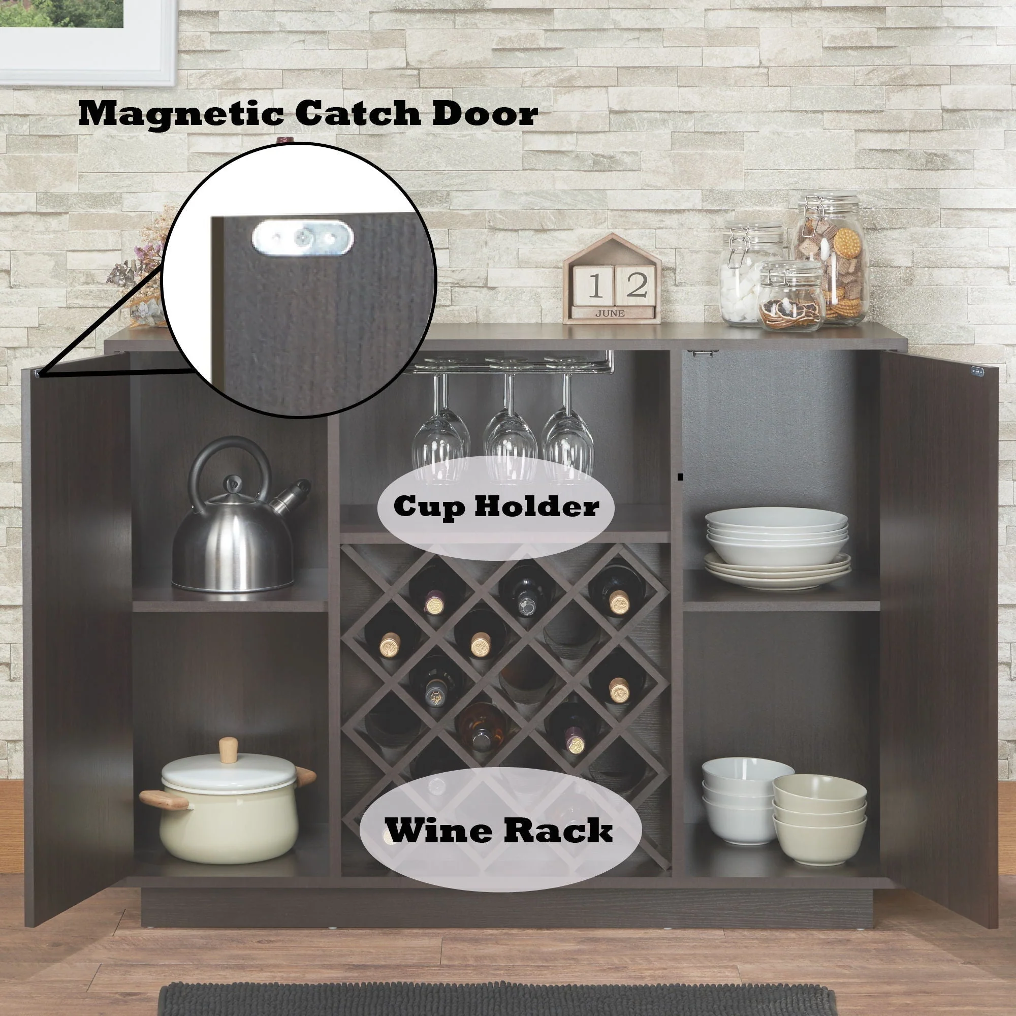 Hazen - Wine Cabinet - Espresso - Image 4