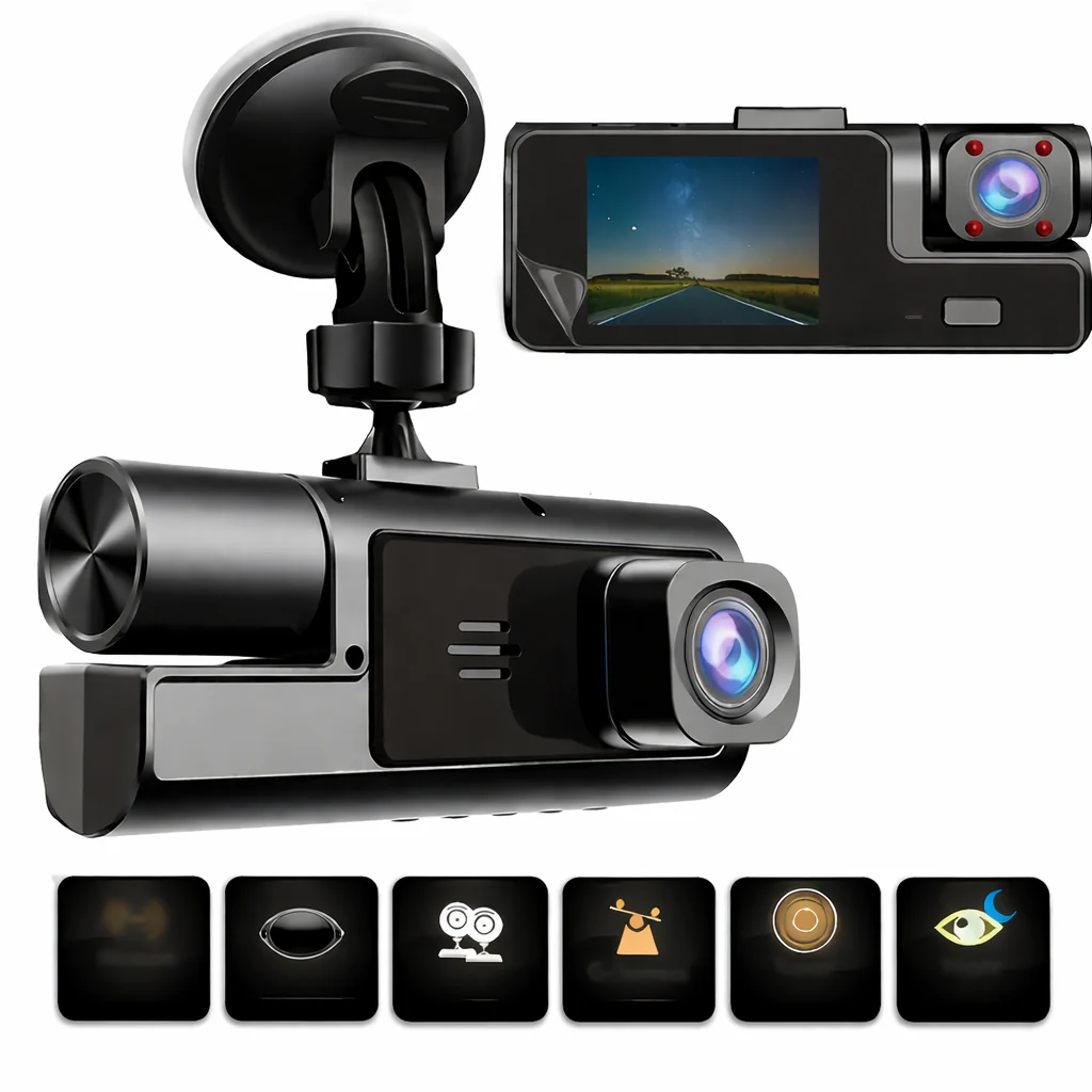 HD 1080P Car Dash Cam 3 Lens Front Rear Interior Camera Night Vision G-Sensor