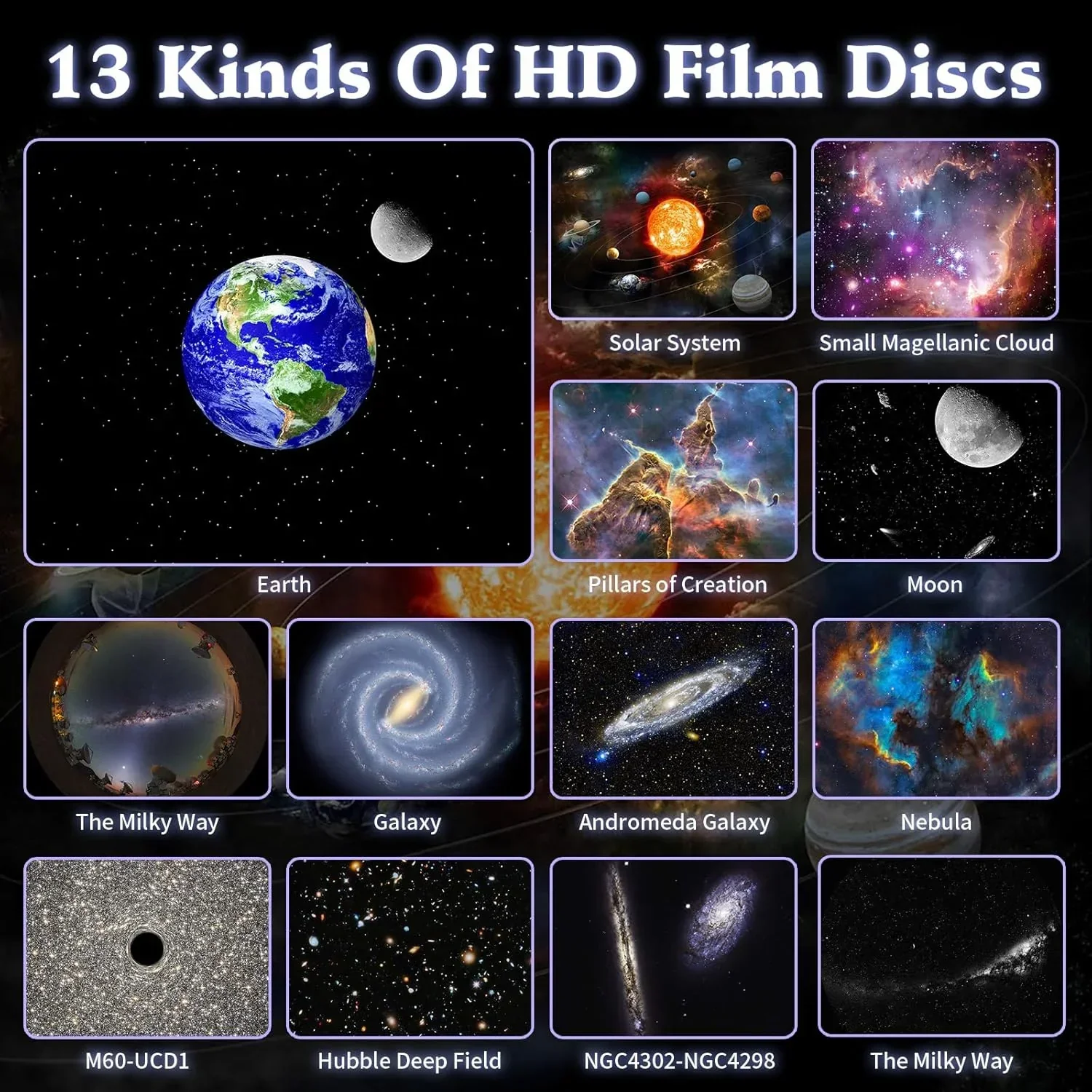 HD Galaxy Star Projector Night Light for Kids with 13 Films & 360° Rotation - Image 2
