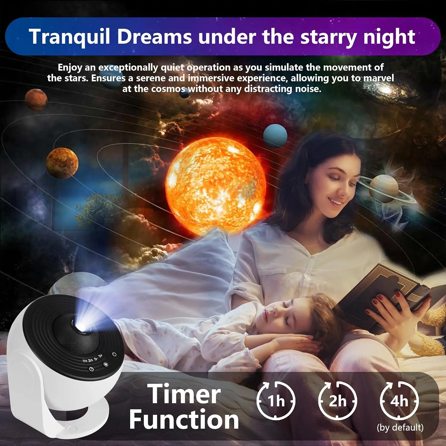 HD Galaxy Star Projector Night Light for Kids with 13 Films & 360° Rotation - Image 3