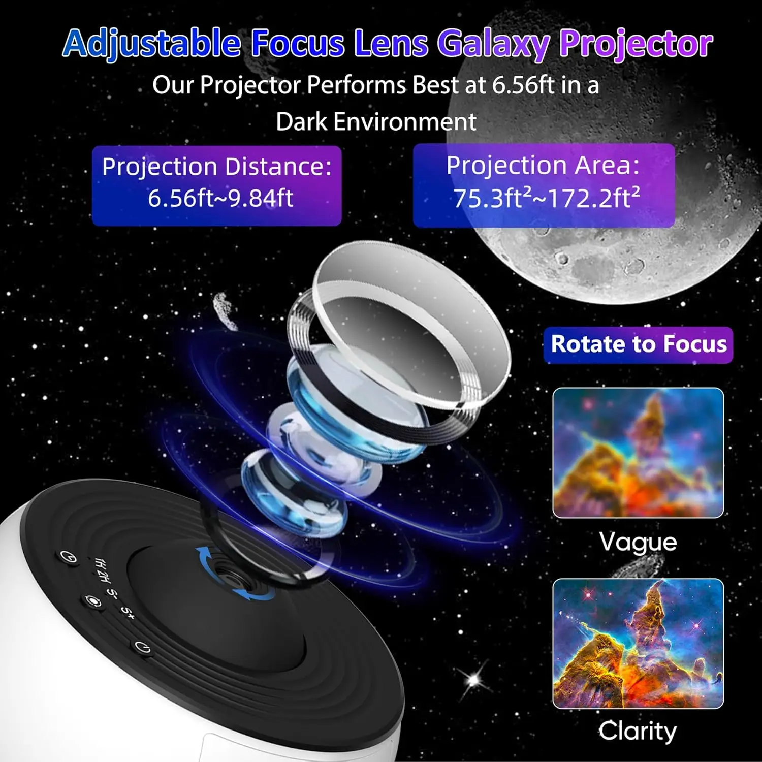 HD Galaxy Star Projector Night Light for Kids with 13 Films & 360° Rotation - Image 4