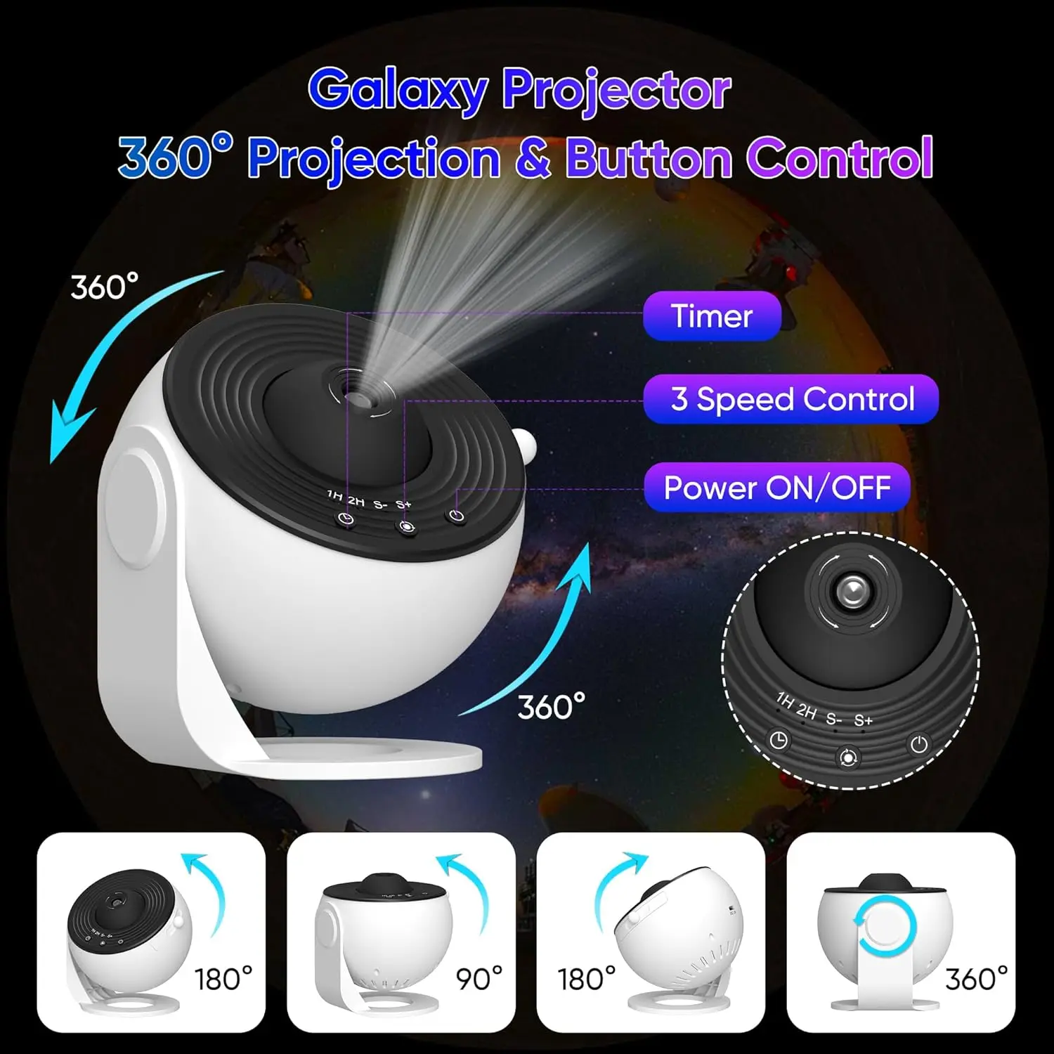 HD Galaxy Star Projector Night Light for Kids with 13 Films & 360° Rotation - Image 5