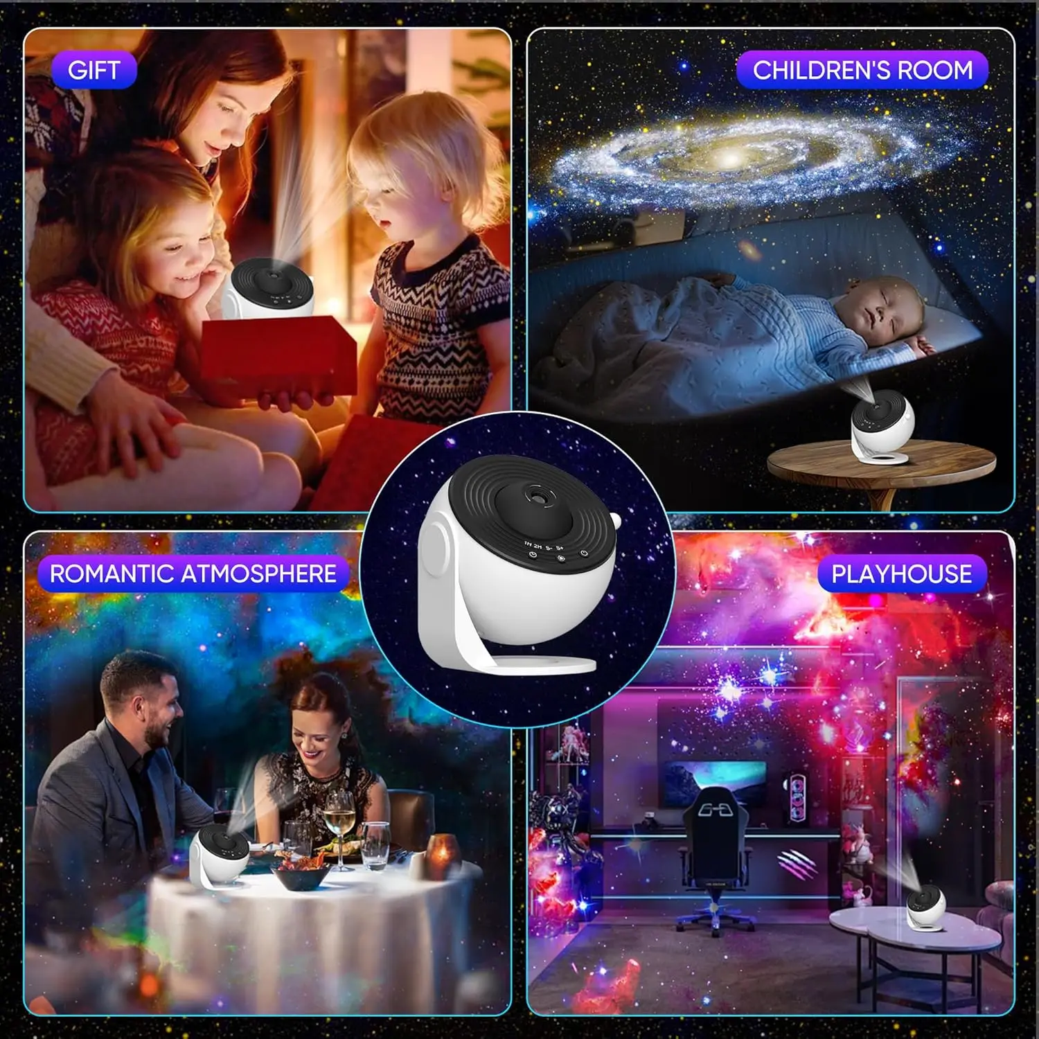 HD Galaxy Star Projector Night Light for Kids with 13 Films & 360° Rotation - Image 6