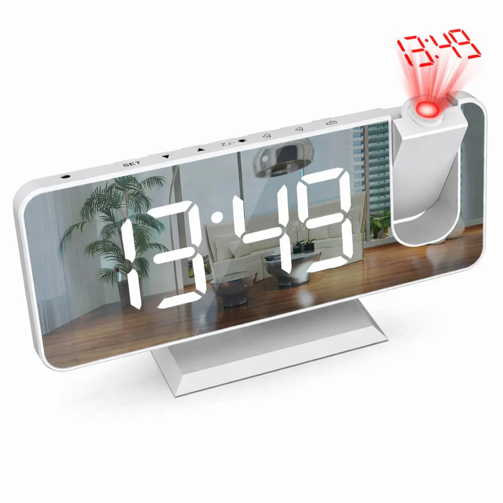 HD Projection Alarm Clock Large LED Display Digital Smart Radio Auto Dimming - Image 11