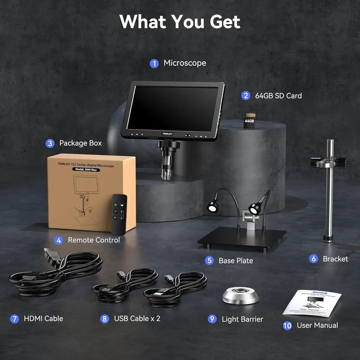 HDMI Digital Microscope 1500X 10.1 Inch IPS LCD Coin Soldering Camera - Image 6