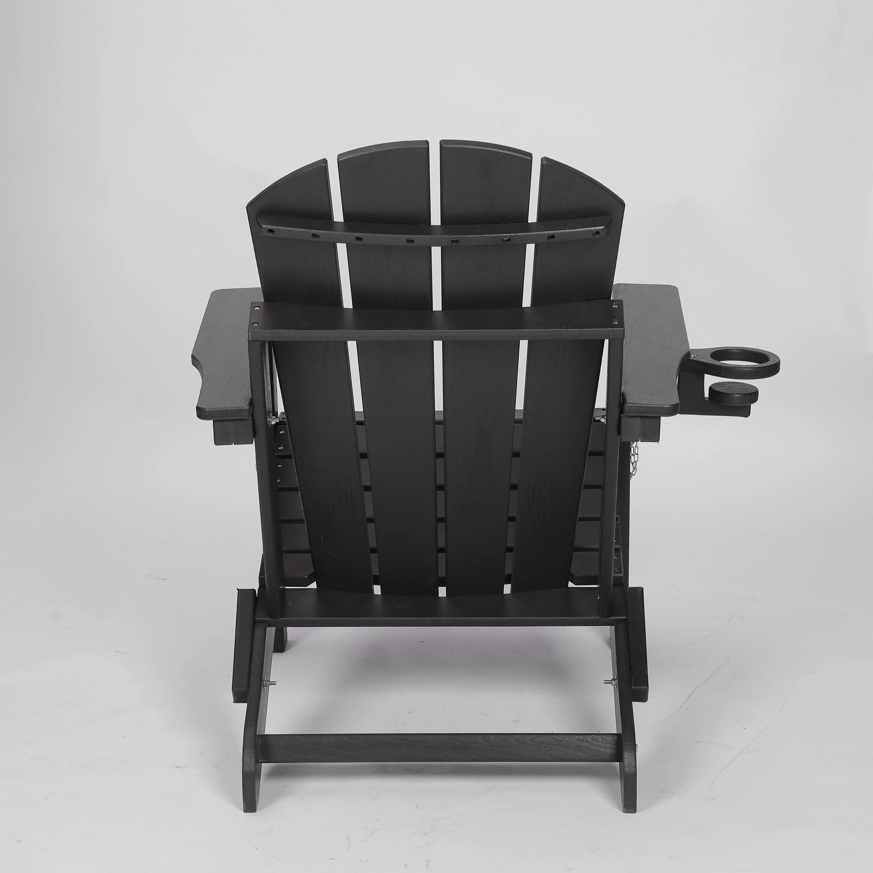 HDPE Folding Adirondack Chair with Dual Cup Holder - Black - Image 6