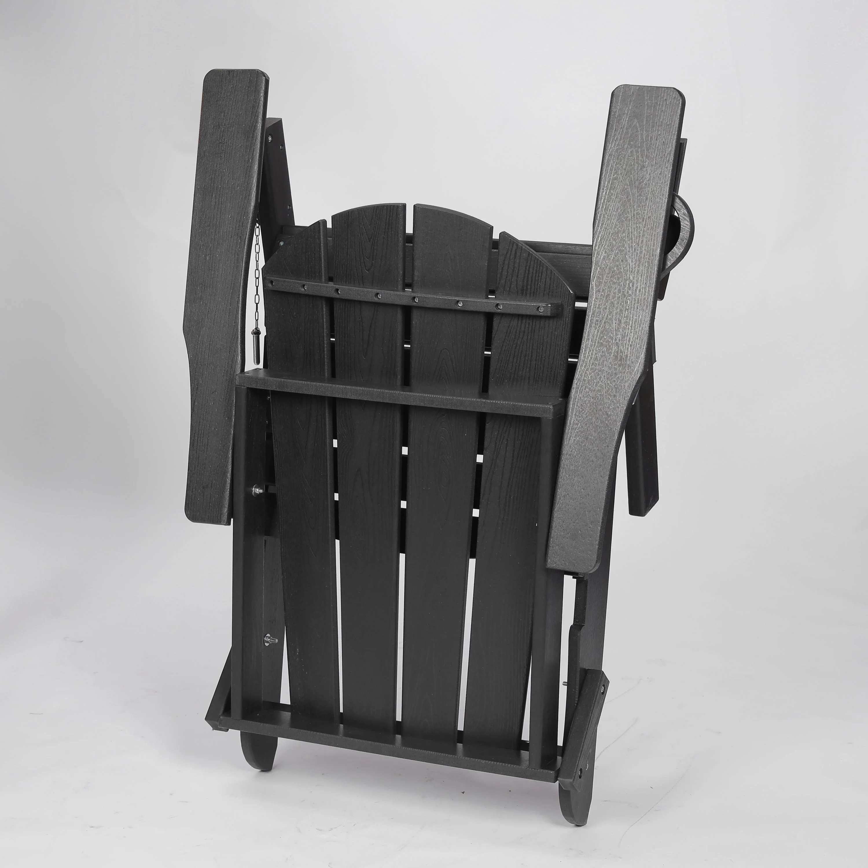 HDPE Folding Adirondack Chair with Dual Cup Holder - Black - Image 8