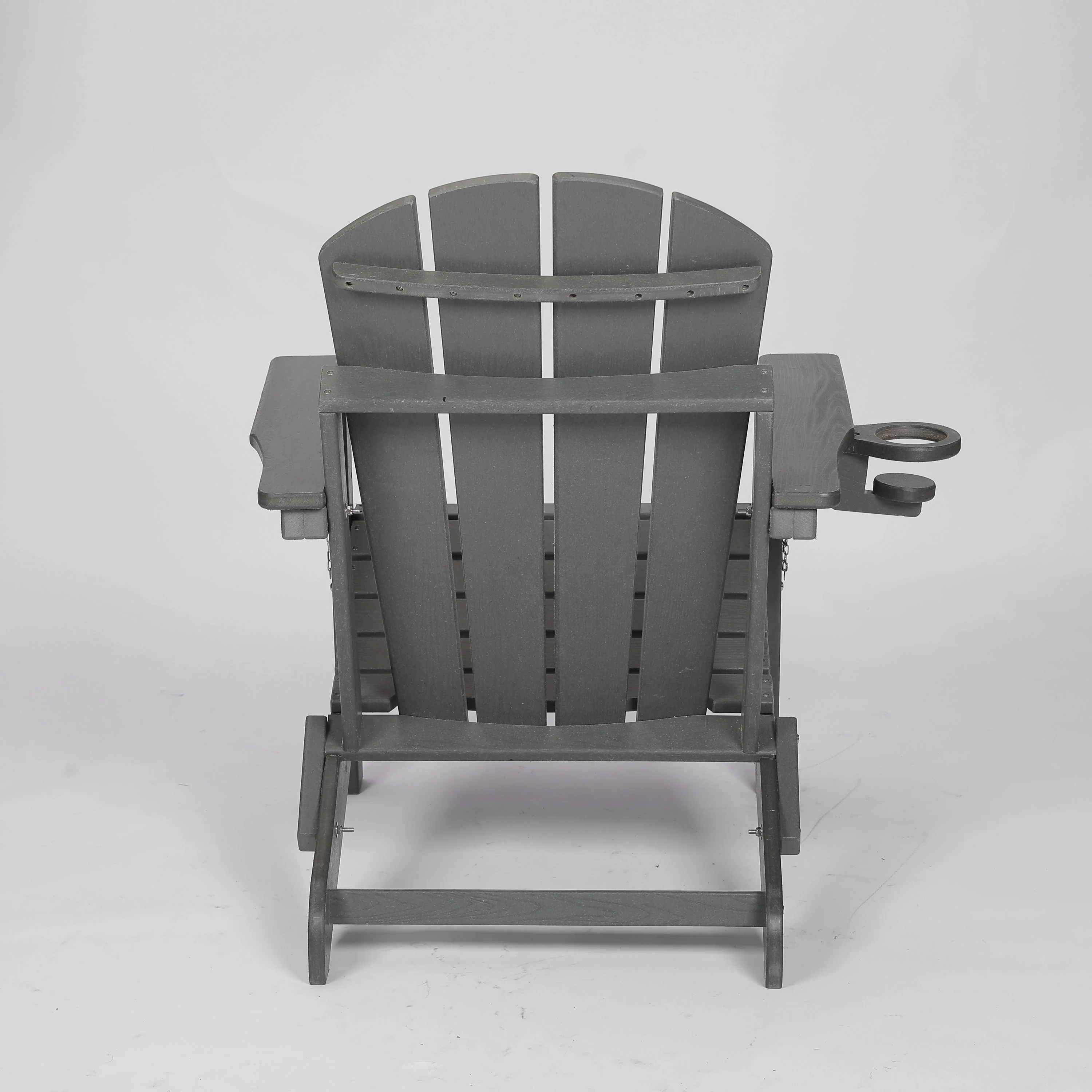 HDPE Folding Adirondack Chair with Dual Cup Holder - Gray - Image 6