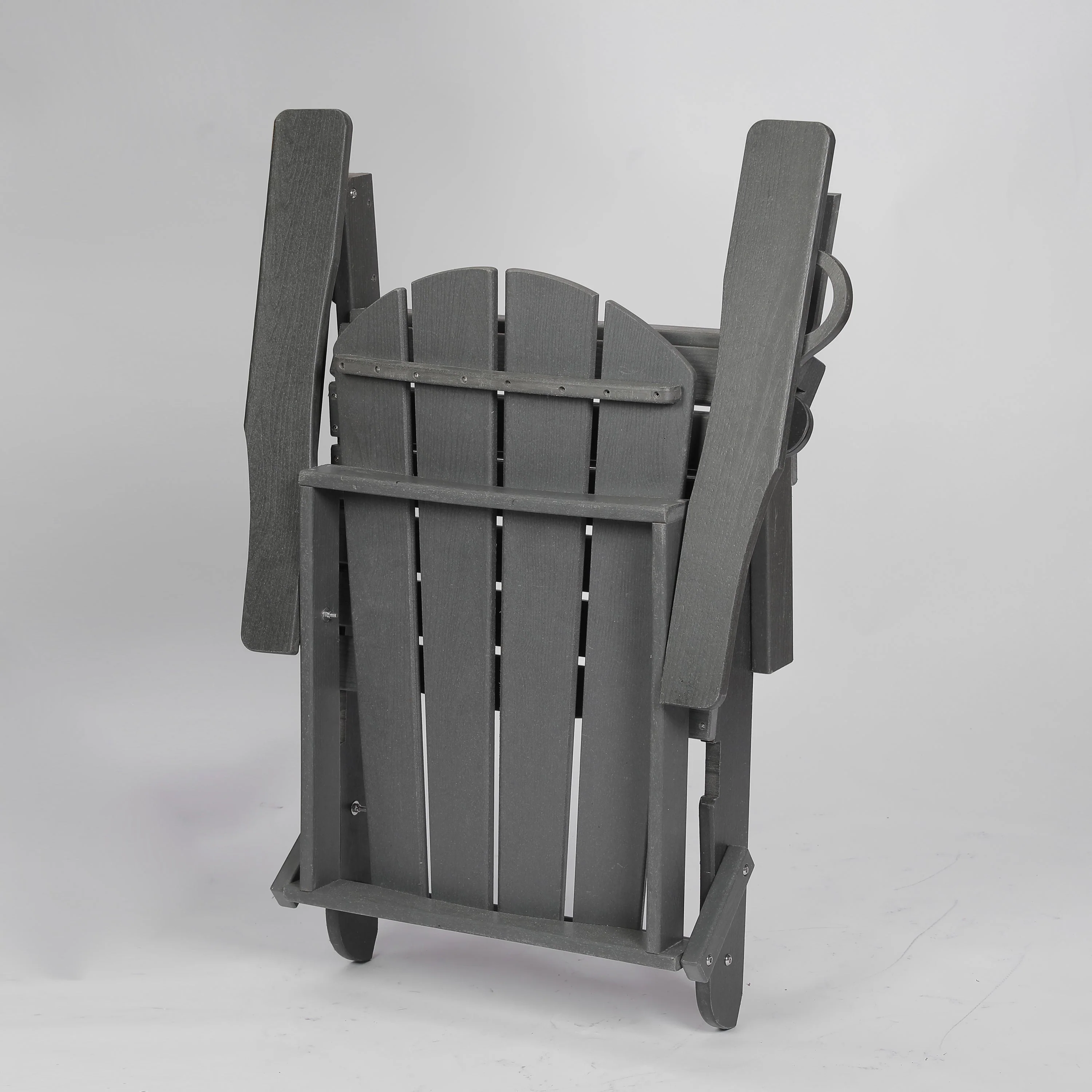 HDPE Folding Adirondack Chair with Dual Cup Holder - Gray - Image 8