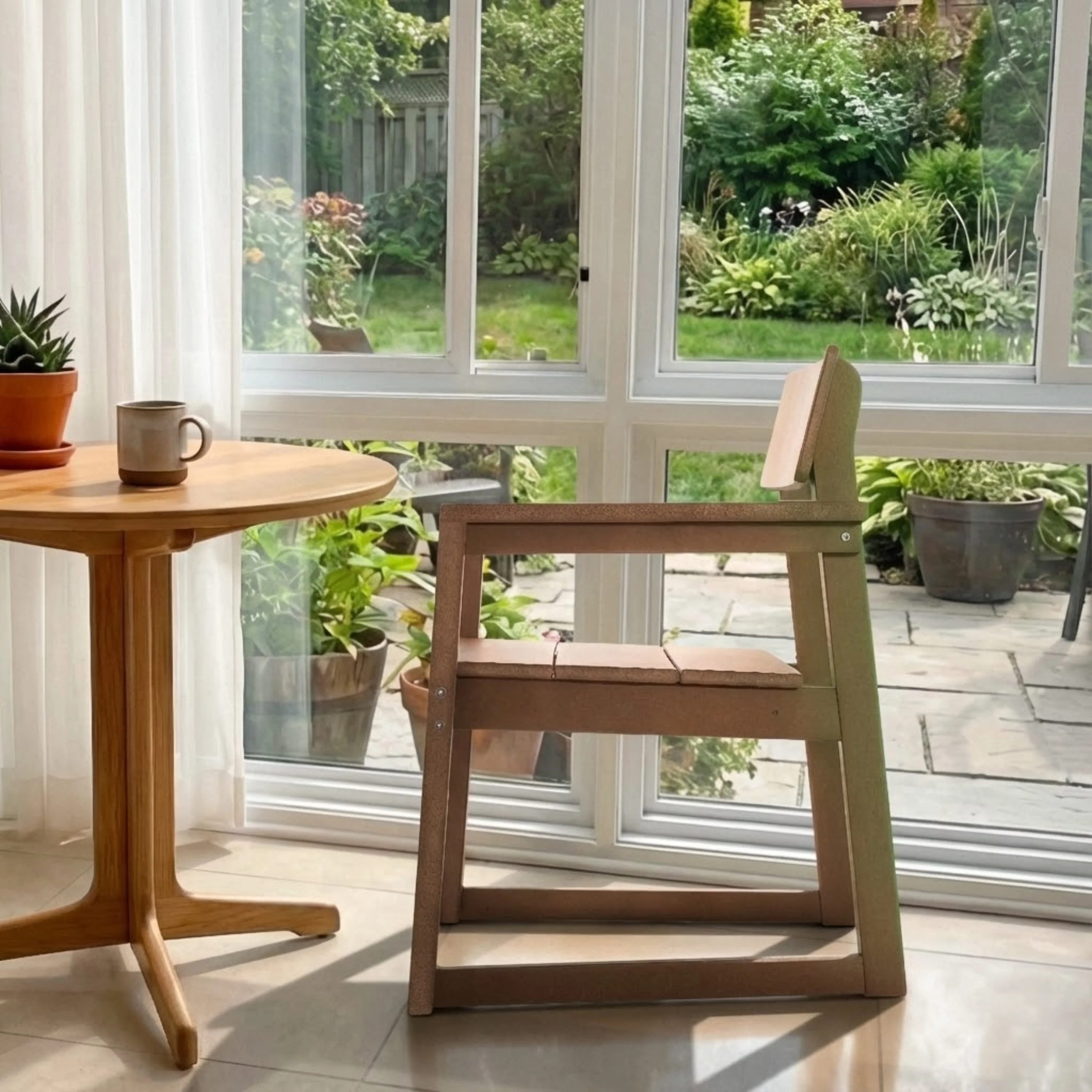 HDPE Outdoor Dining Armchairs with Backrest and Armrests - Image 2
