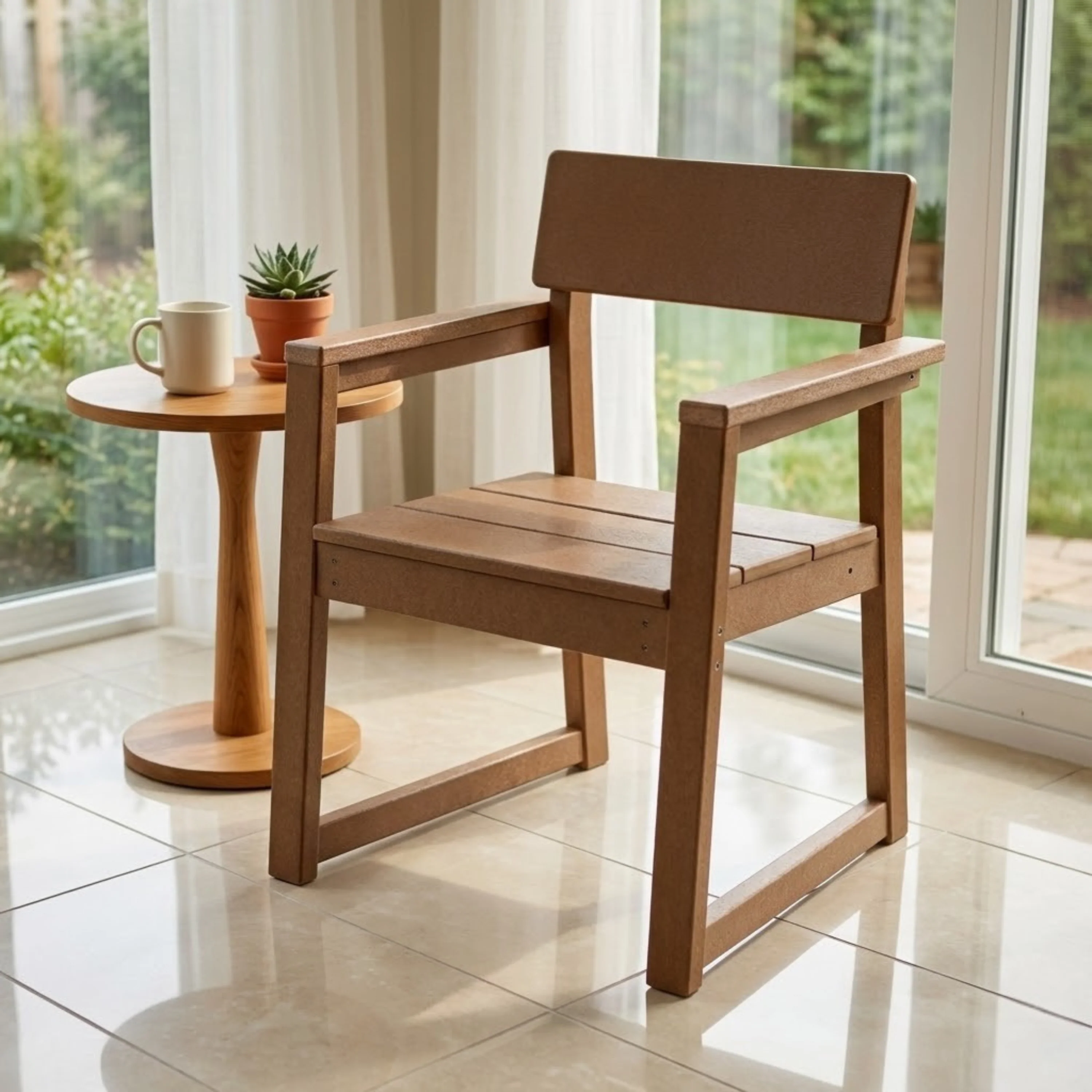 HDPE Outdoor Dining Armchairs with Backrest and Armrests - Image 4