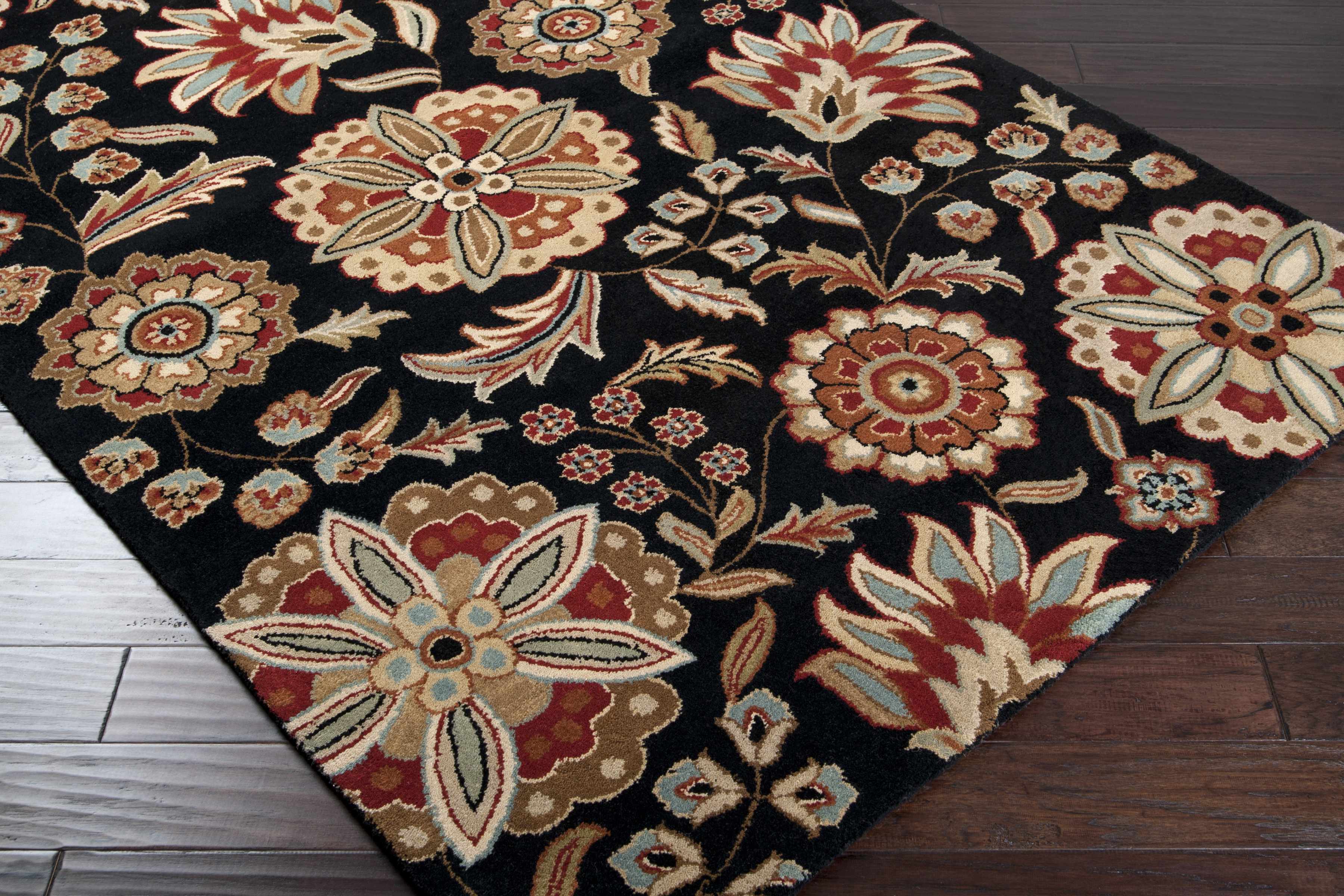 Heaters Black Floral Wool Carpet - Image 10