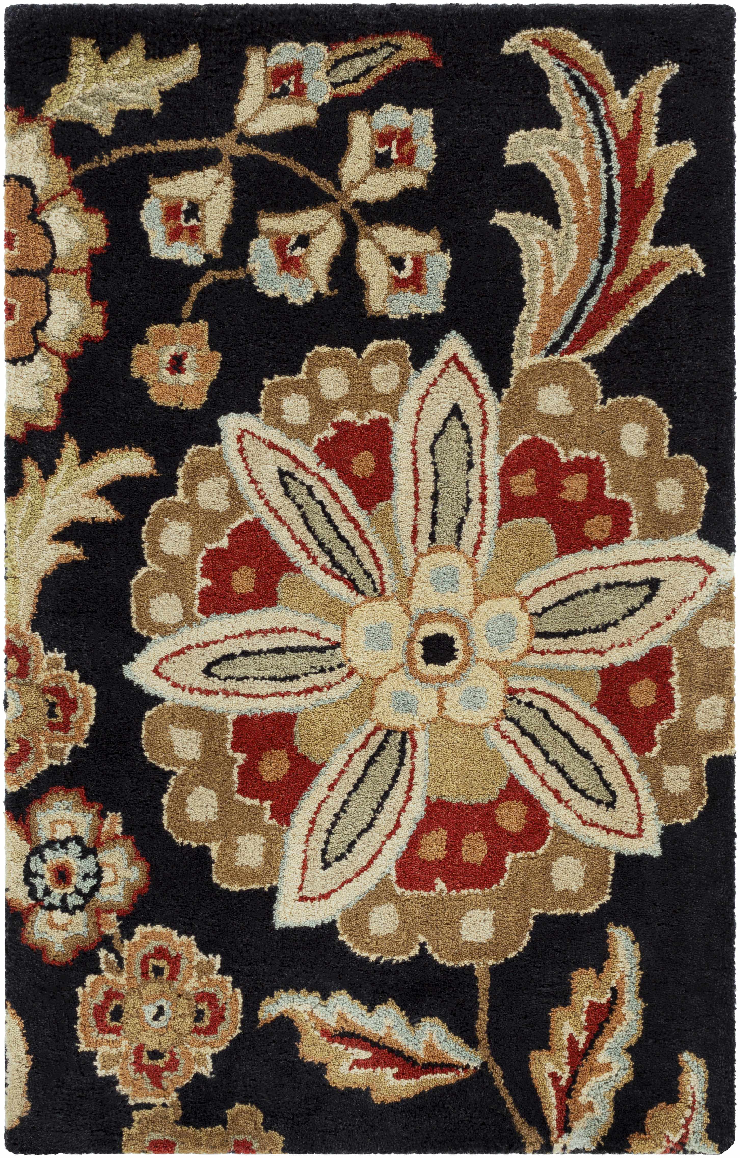 Heaters Black Floral Wool Carpet - Image 12