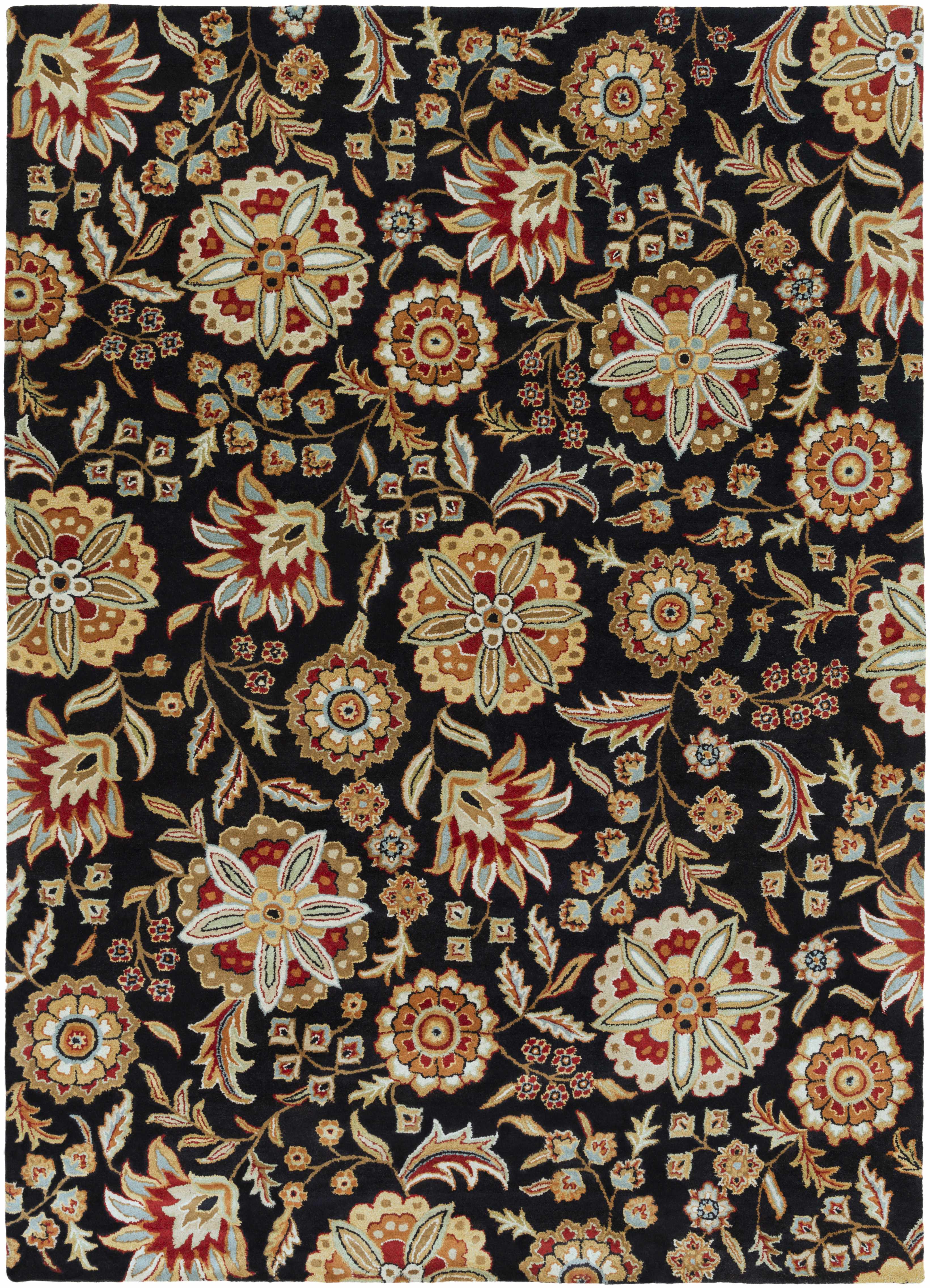 Heaters Black Floral Wool Carpet - Image 13