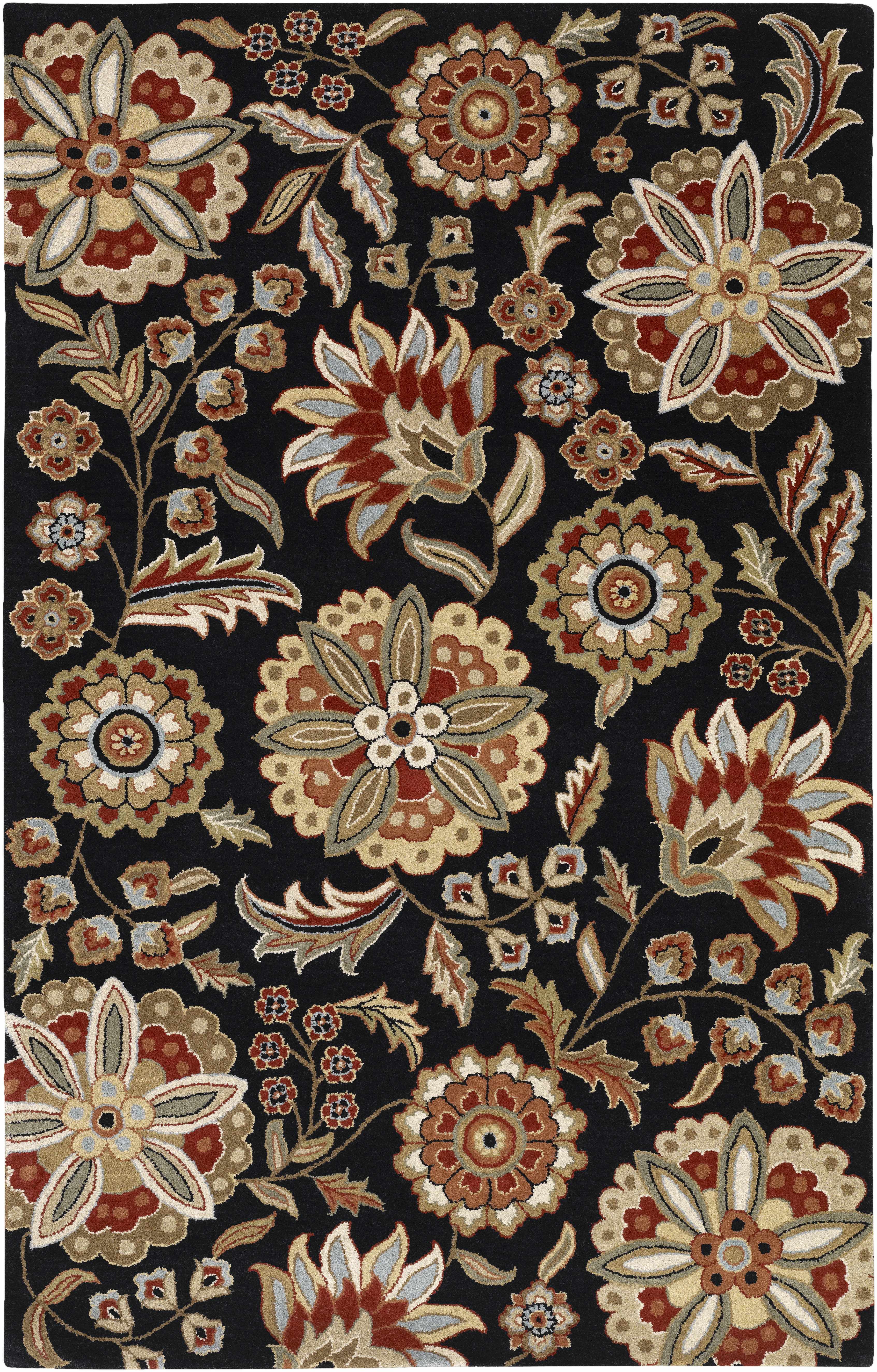 Heaters Black Floral Wool Carpet - Image 14