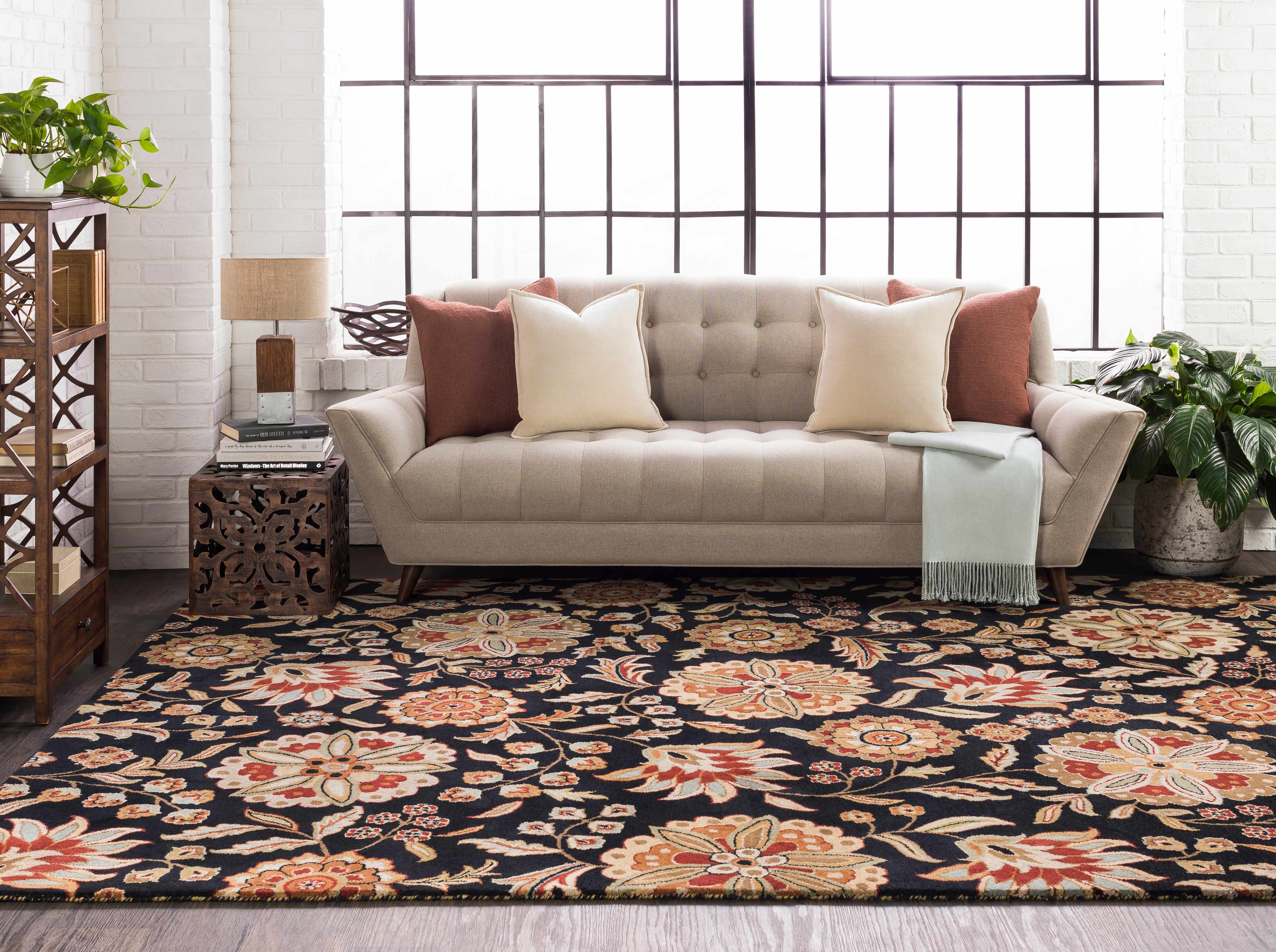 Heaters Black Floral Wool Carpet - Image 15