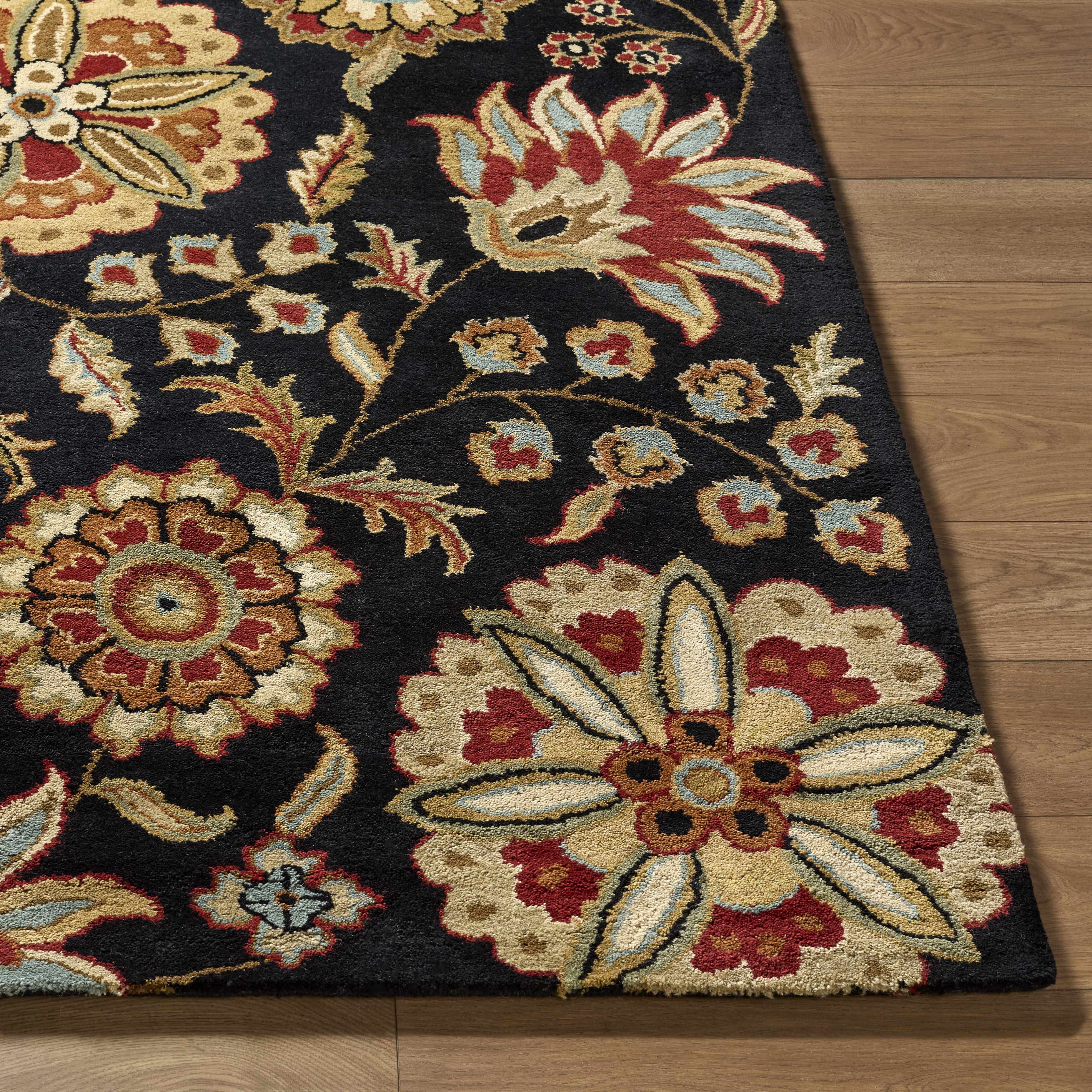 Heaters Black Floral Wool Carpet - Image 16