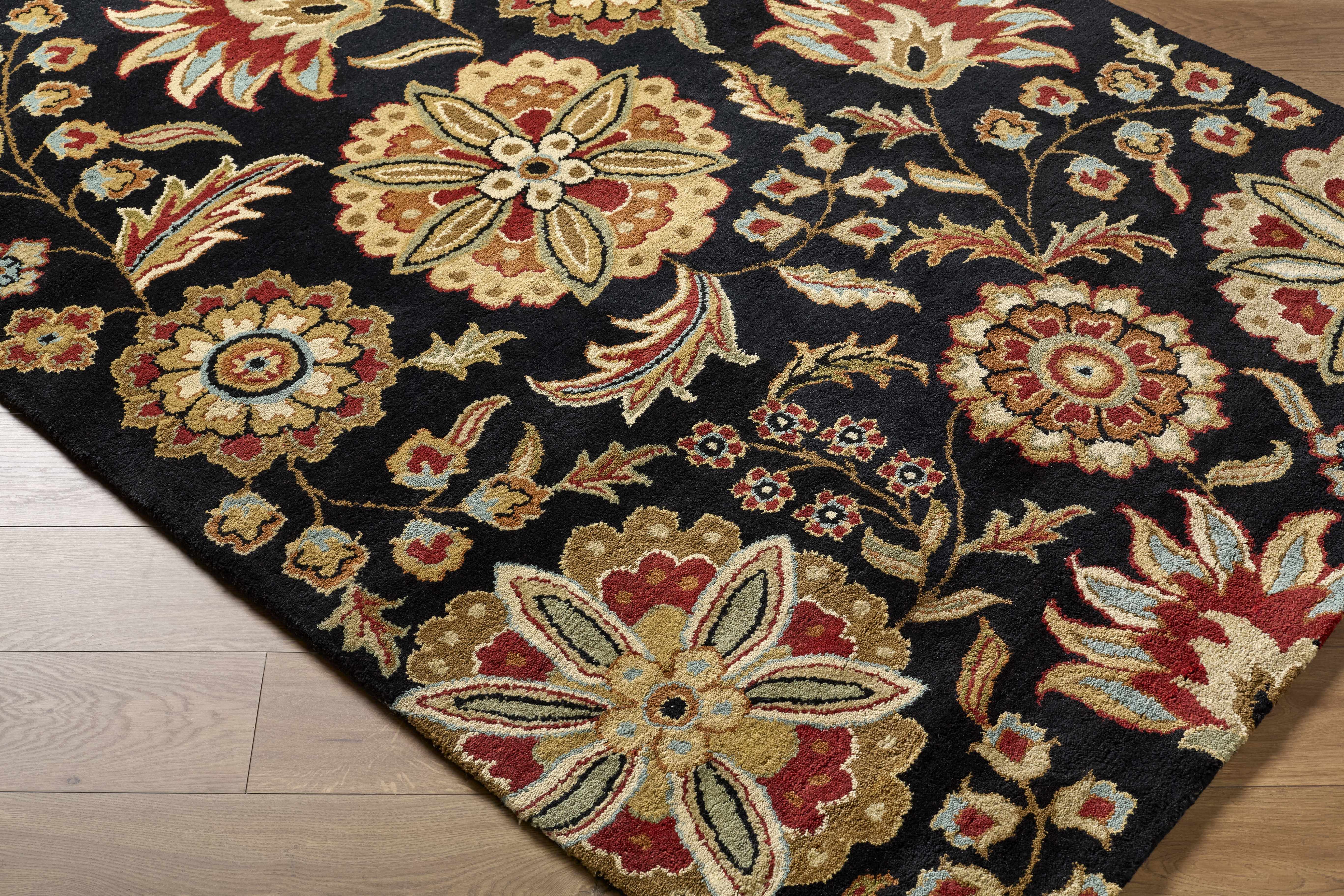 Heaters Black Floral Wool Carpet - Image 17
