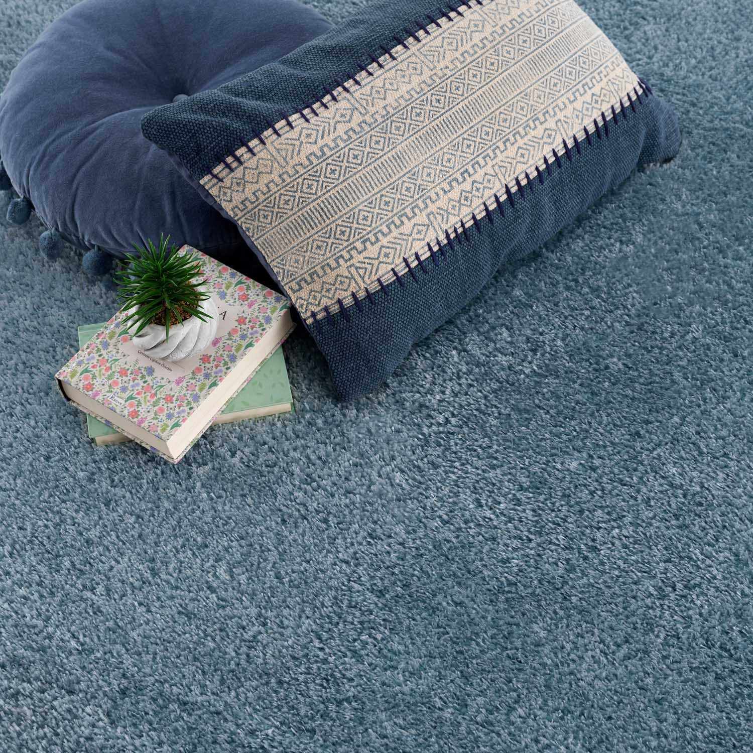 Heavenly Solid Blue Plush Rug - Clearance - Image 12