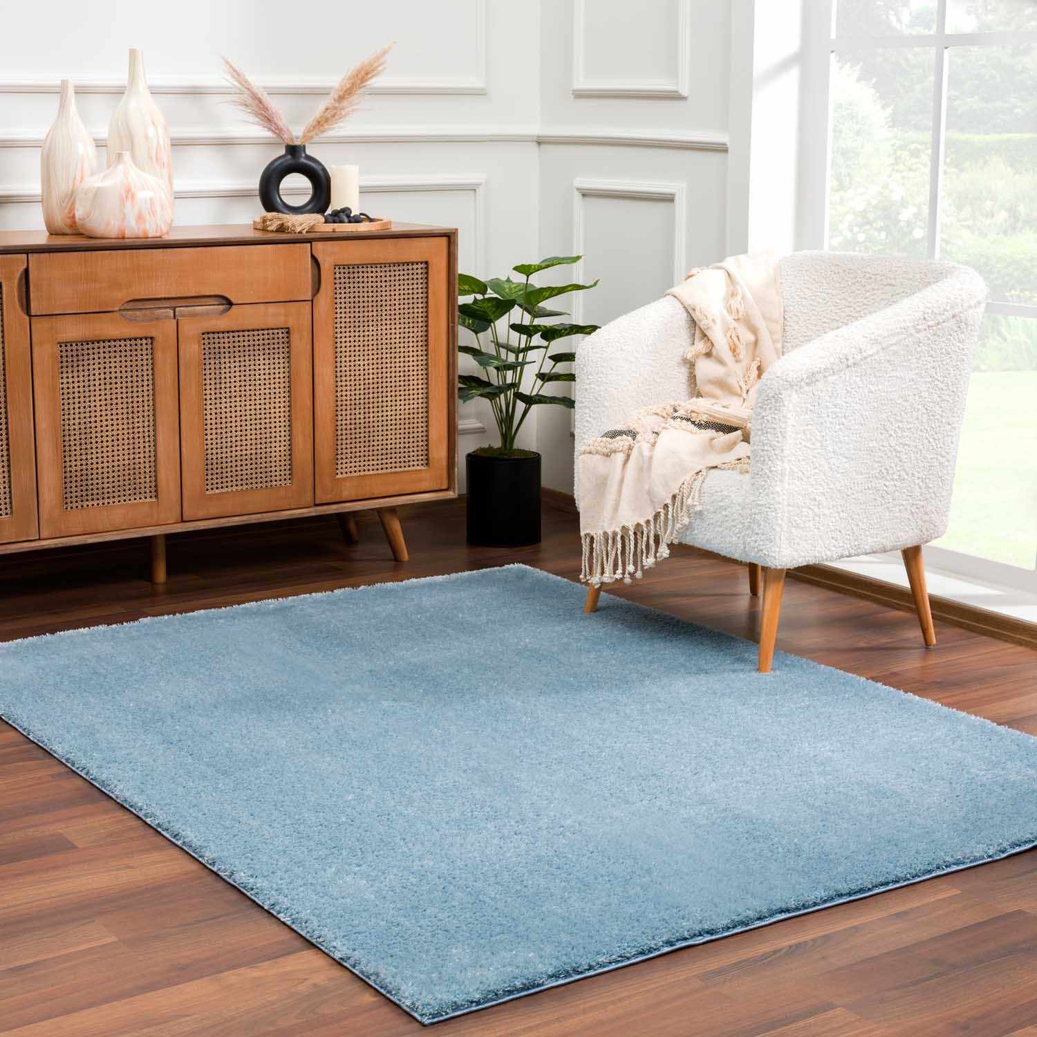Heavenly Solid Blue Plush Rug - Clearance - Image 13