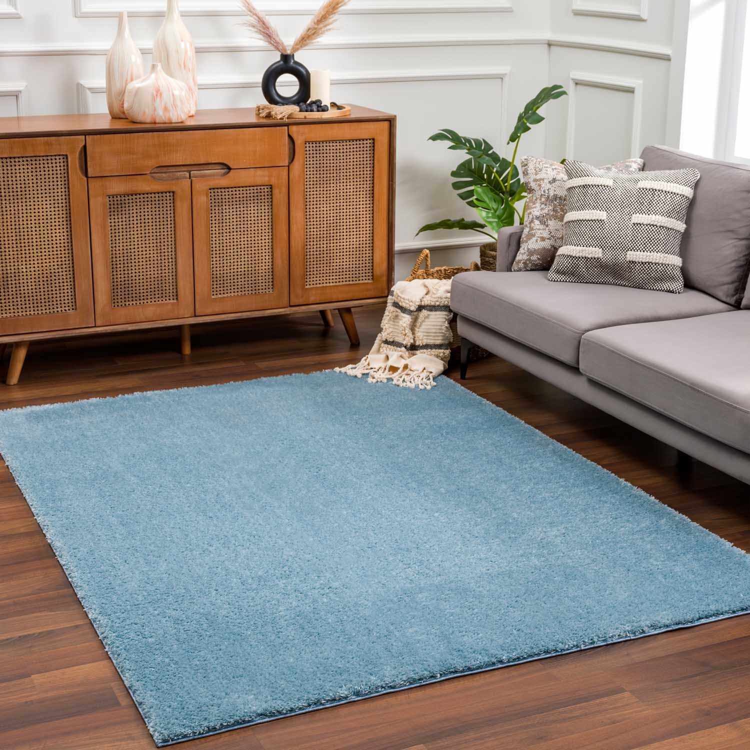 Heavenly Solid Blue Plush Rug - Clearance - Image 2