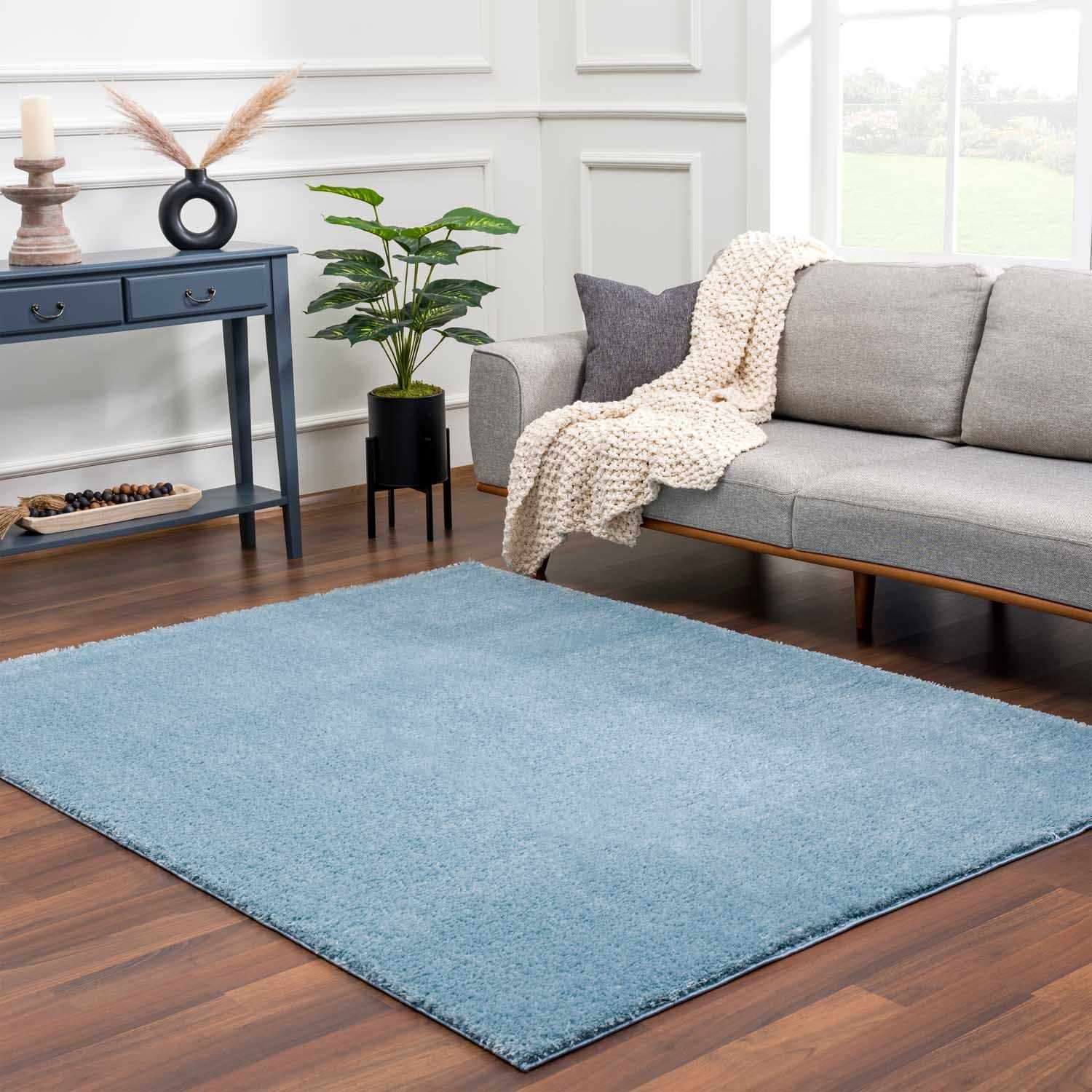 Heavenly Solid Blue Plush Rug - Clearance - Image 3